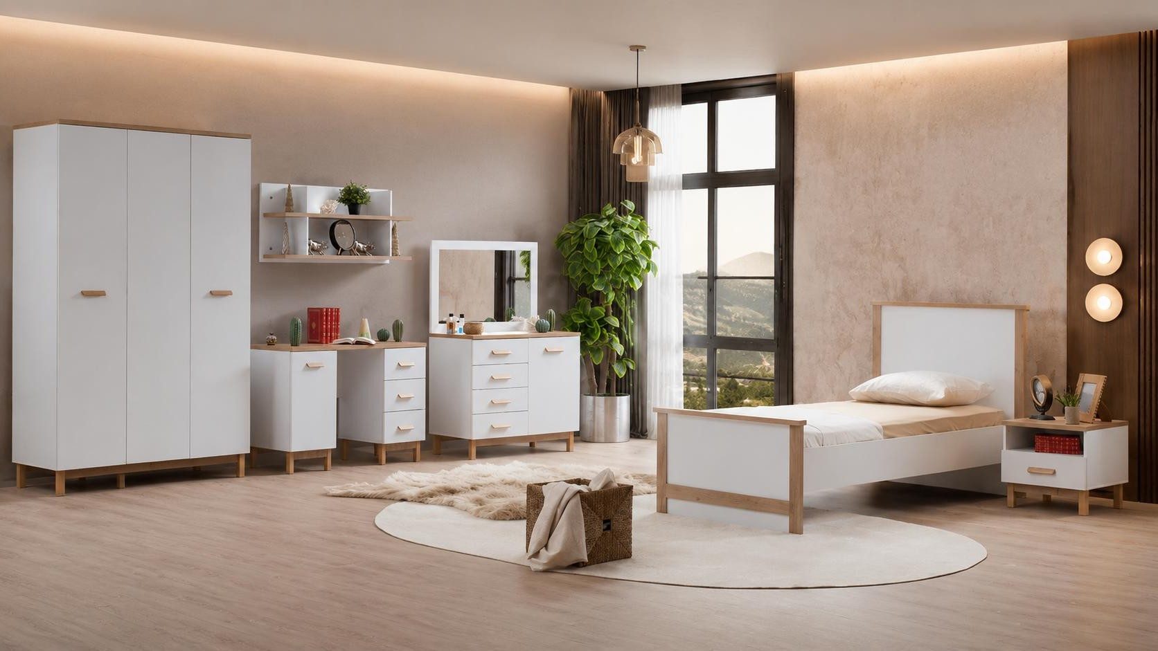 Xlmoebel Kleiderschrank Weißer Kleiderschrank für Jugendzimmer mit viel Stauraum