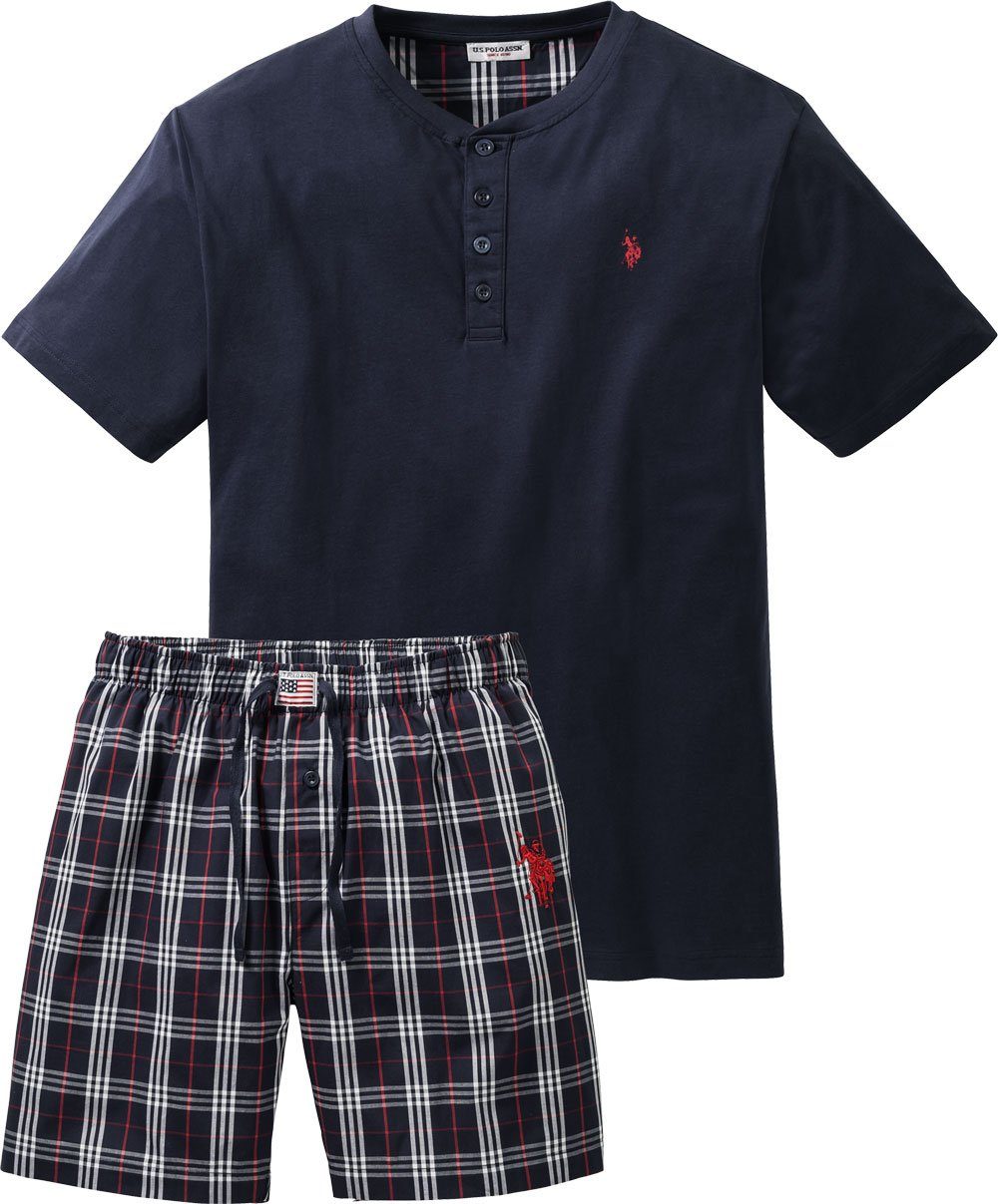 U.S. Polo Assn Pyjama (Set, 2 tlg) aus 100% Baumwolle, federleicht und atmungsaktiv dunkelblau