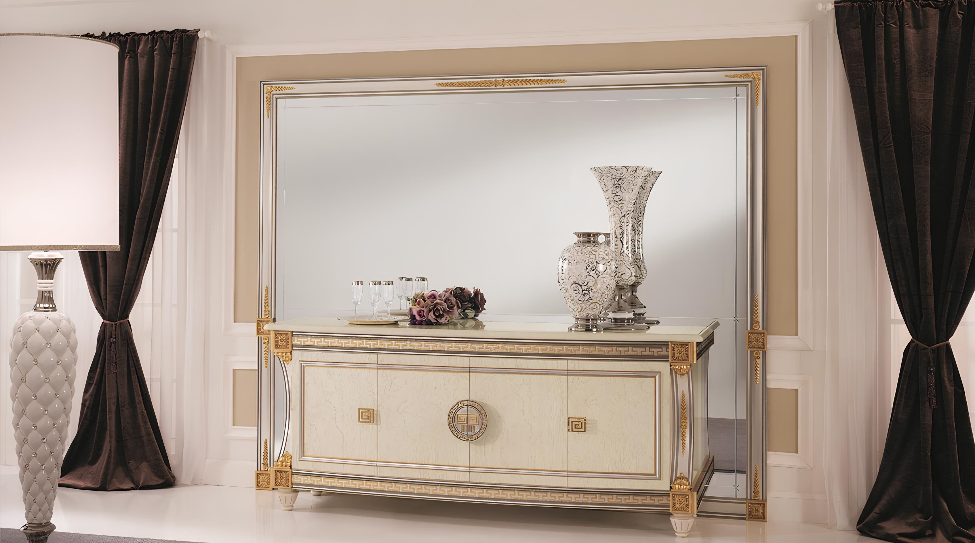 JVmoebel Anrichte Barocke Buffetkommode mit Spiegel - Handgefertigt im Rokoko-Stil, Made in Europa