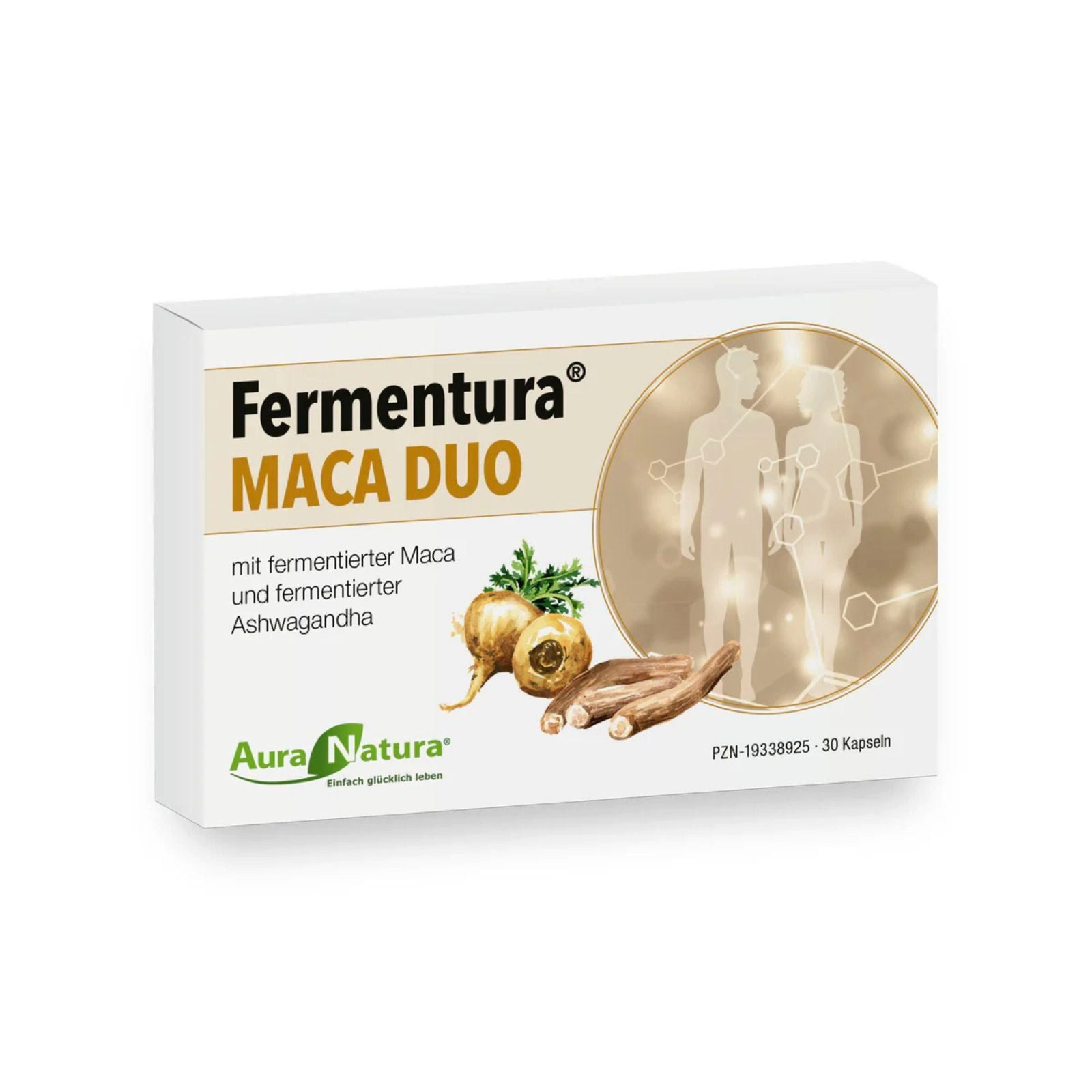 Aura Natura Fermentura Maca Duo, Maca Kapseln mit Ashwagandha, Vitamin B1 & B3 Kapseln