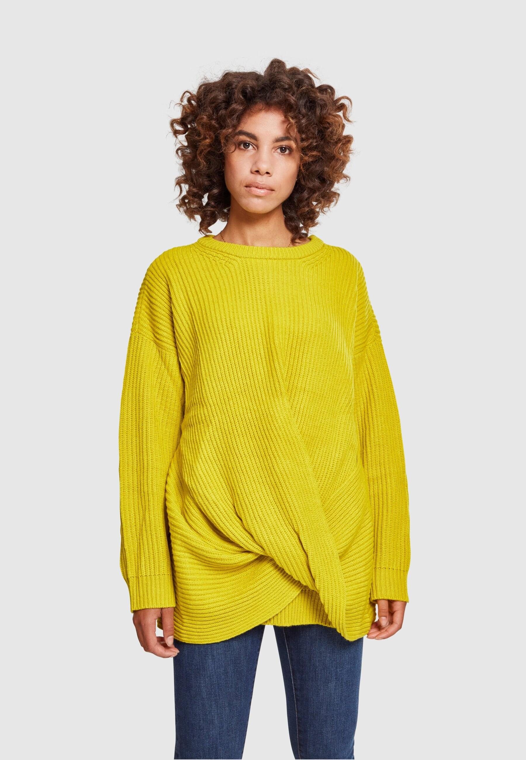 CLASSICS URBAN Sweater lemonmustard Damen Wrapped (1-tlg) Kapuzenpullover Ladies