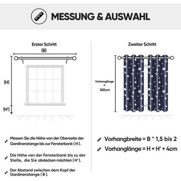 Vorhang 2 Stück Blickdicht Verdunkelungsvorhänge mit Sterne, zggzerg
