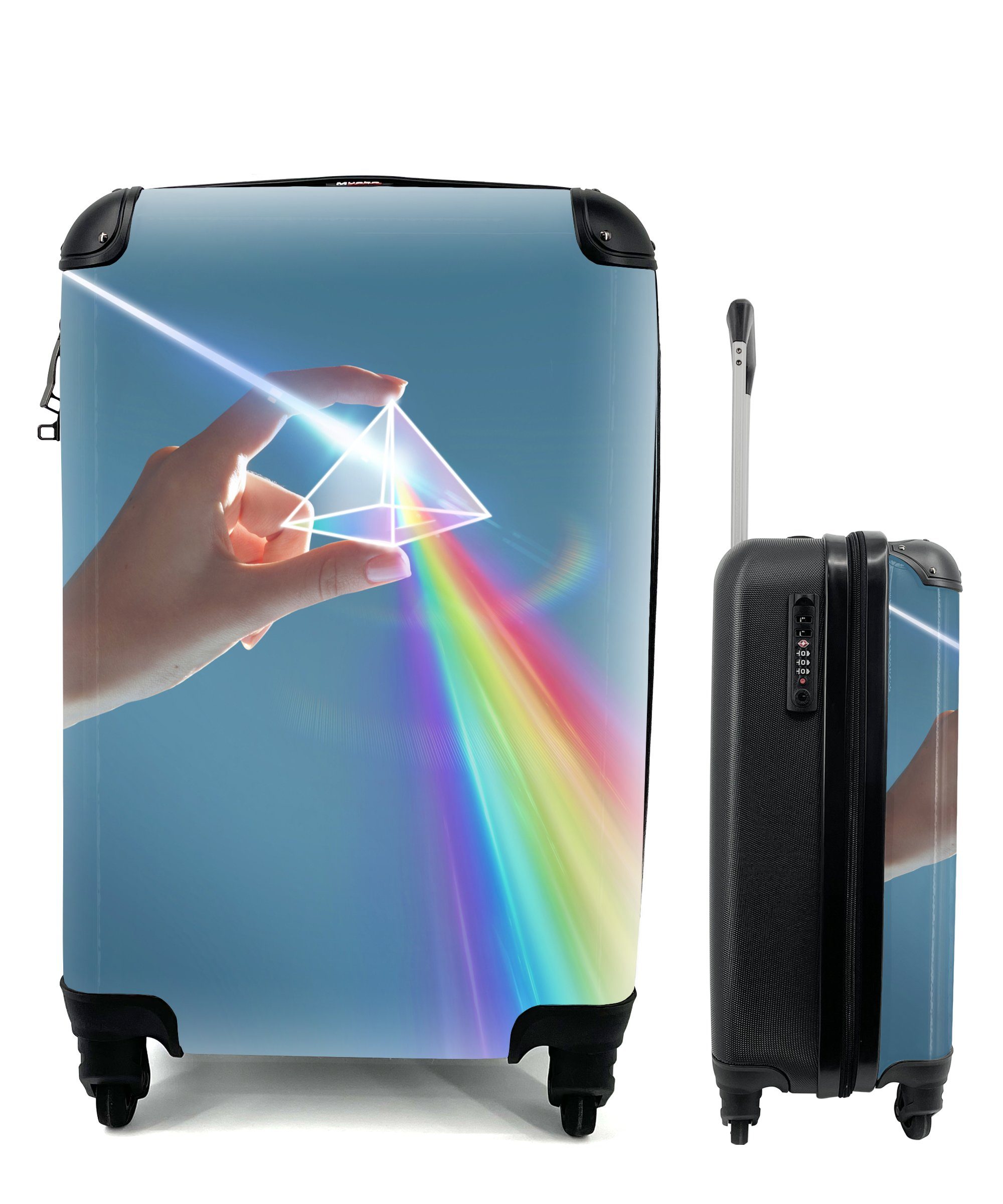 MuchoWow Handgepäckkoffer Regenbogen erscheint durch Prisma, 4 Rollen, Reisetasche mit rollen, Handgepäck für Ferien, Trolley, Reisekoffer