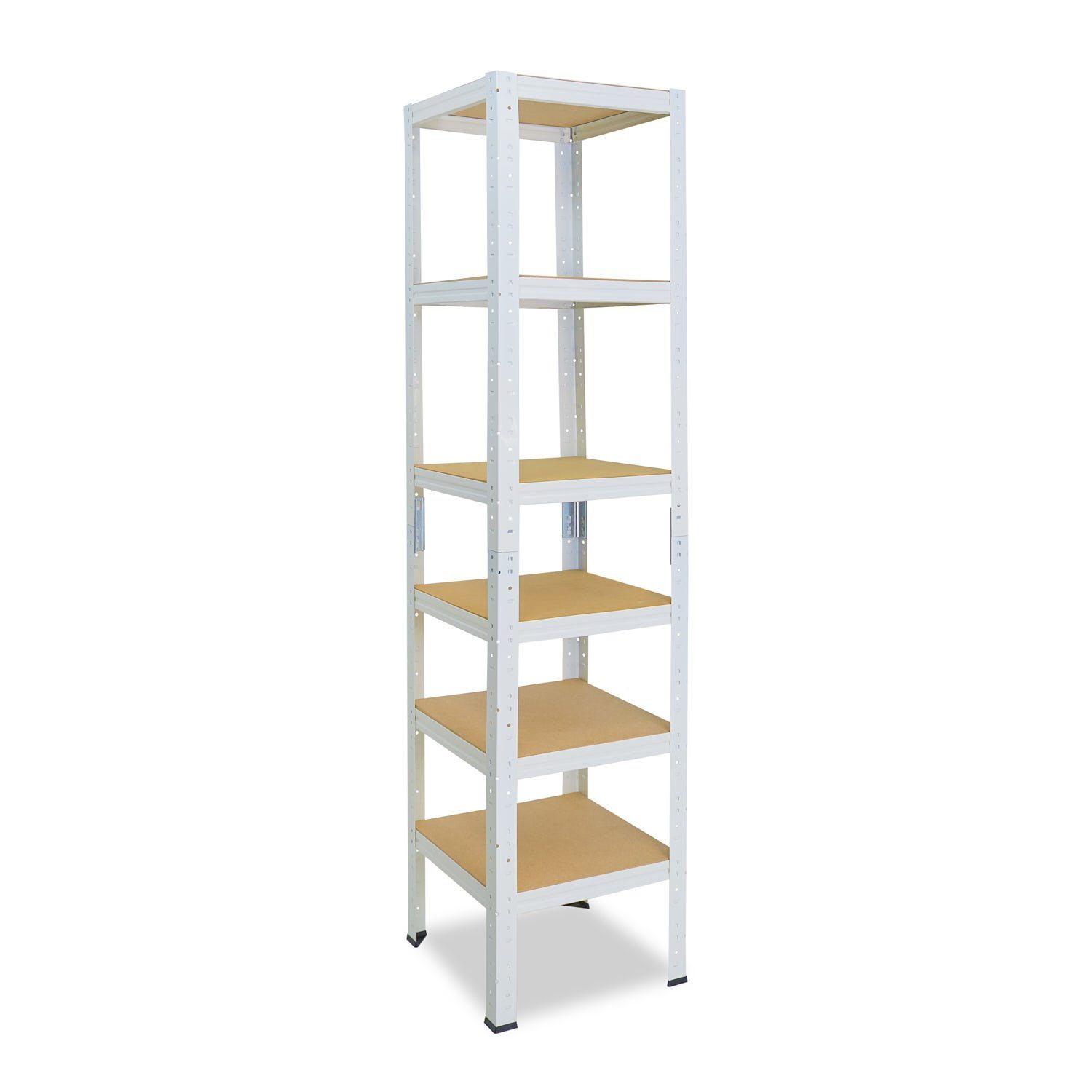 shelfplaza Schwerlastregal HOME, 230x60x60cm weiß, Metallregal mit 6 Böden, als Kellerregal, Garagenregal, Werkstattregal oder Lagerregal, Steckregal Metall mit 145kg Tragkraft