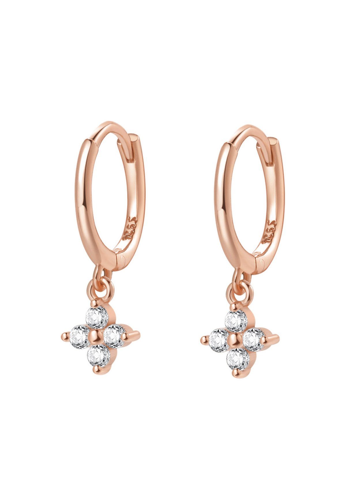 Hey Happiness Paar Creolen Blume Kristall, 18K Vergoldetes 925er Silber, Da günstig online kaufen