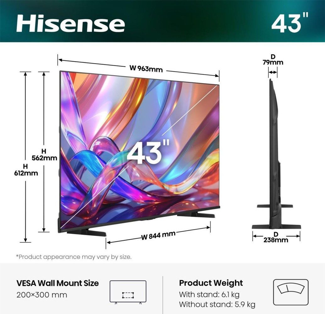 Hisense 43Q7S QLED-Fernseher (43 Zoll, 4K Ultra HD)