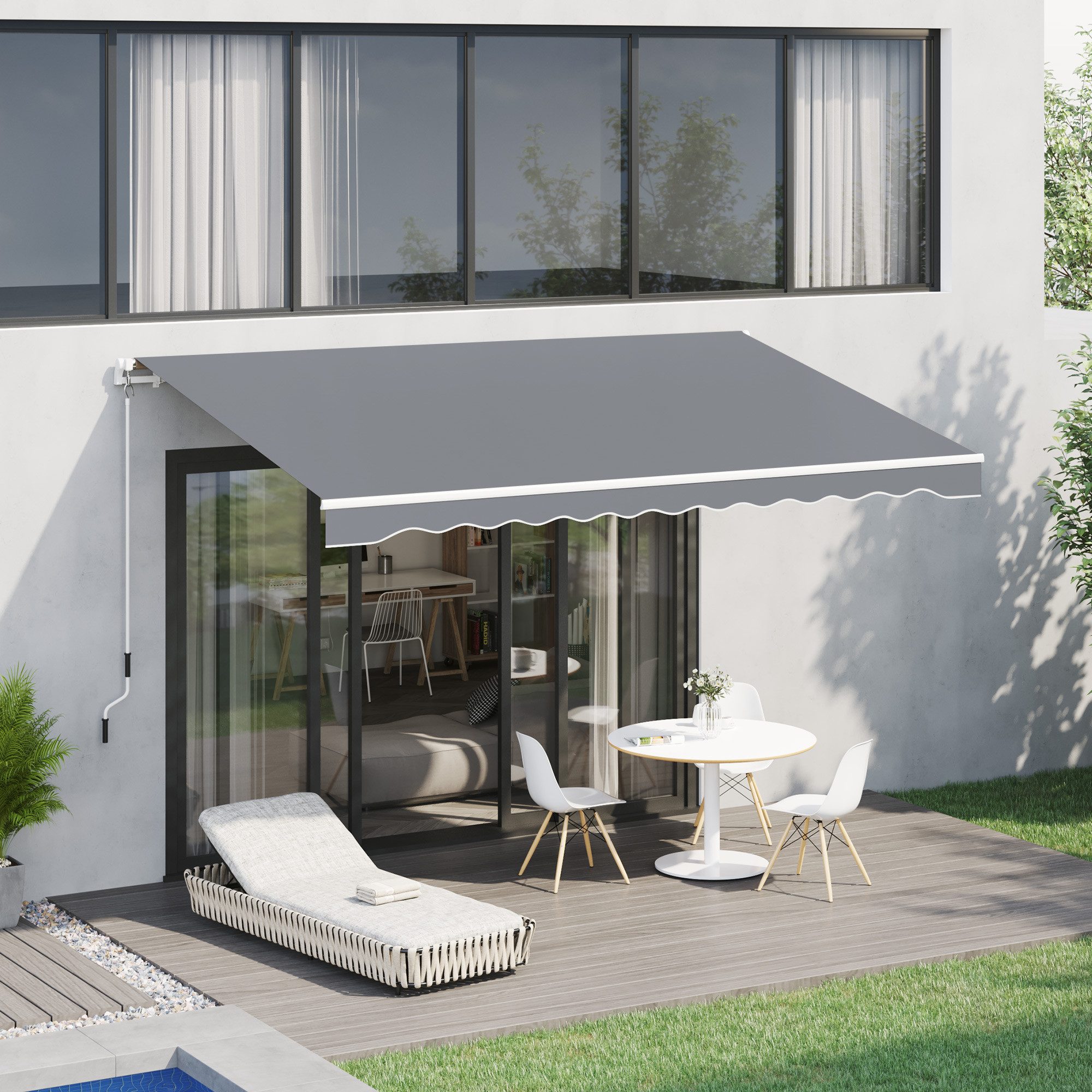 Outsunny Markise Outdoor manuelle Balkonmarkise, 395cm günstig online kaufen