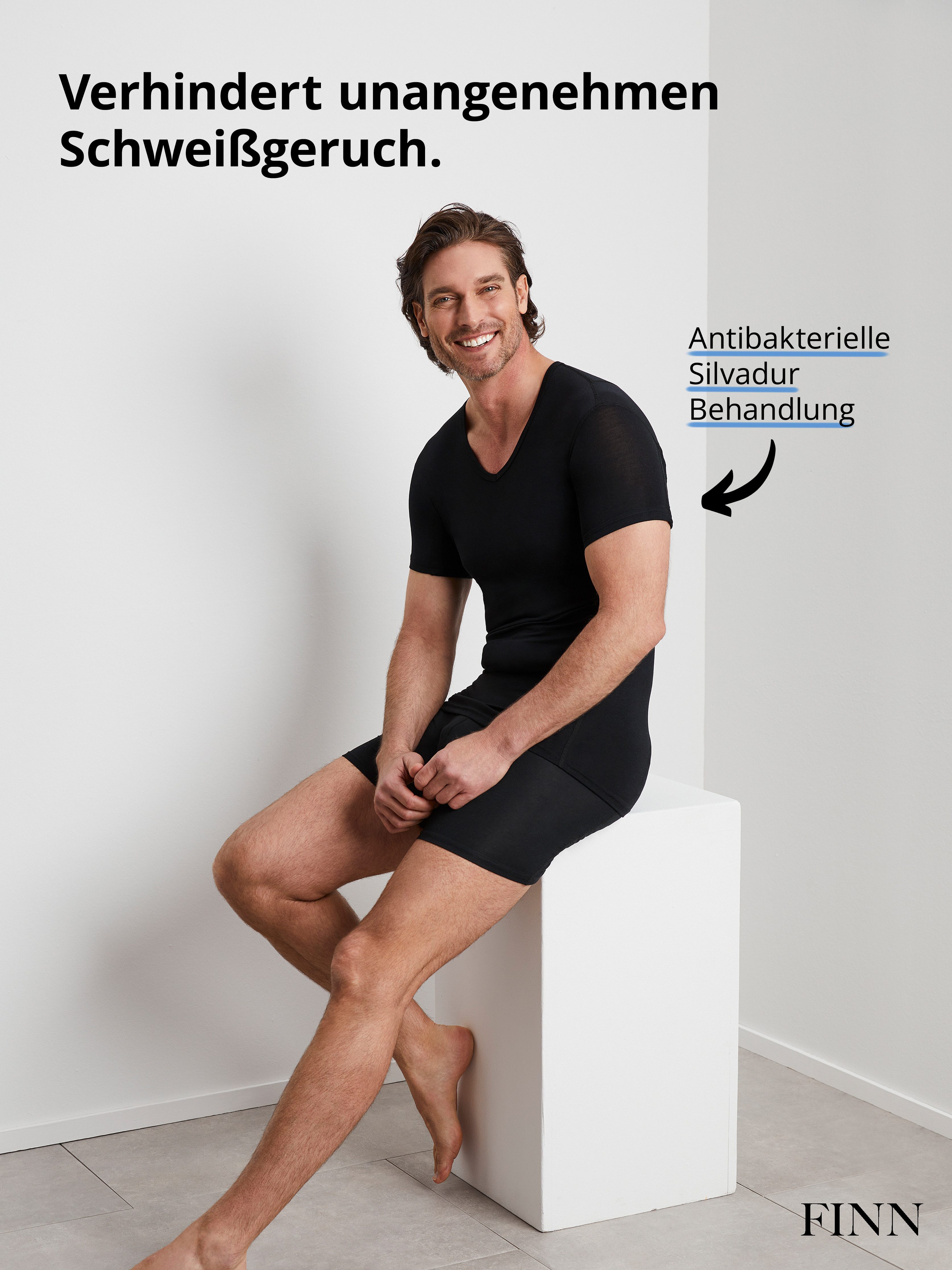 FINN Design Unterhemd Anti-Schweiß Shirt Herren mit Einlage am Rücken und Achselpads Schutz vor Schweißflecken und Schweißgeruch – Bild 5 von 5