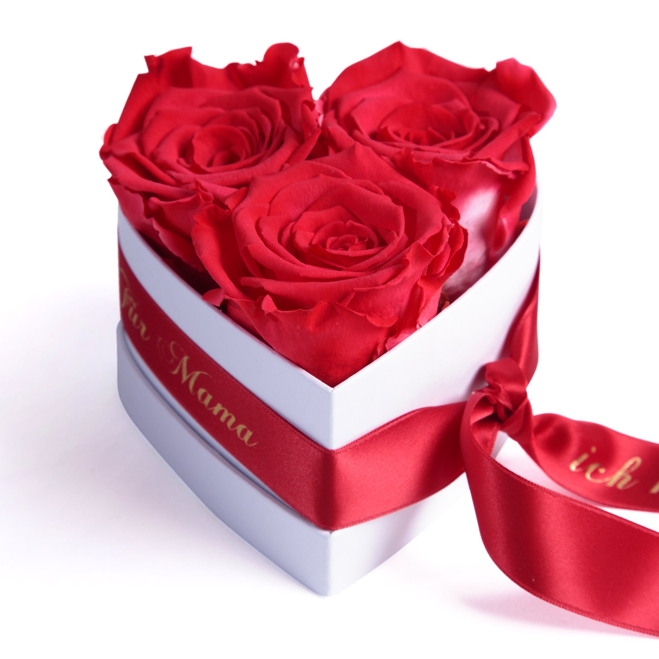 Kunstblume Rosenbox Herz 3 Infinity Rosen günstig online kaufen