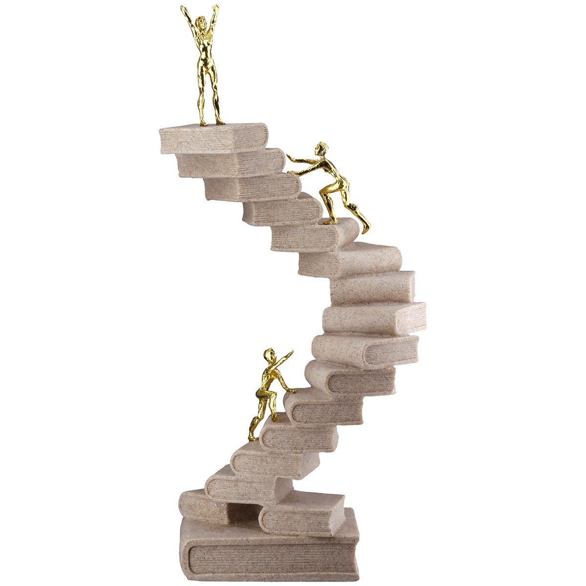 MF Skulptur Skulptur Wissensweg Bücher Treppe Creme Gold 30cm (1 St)