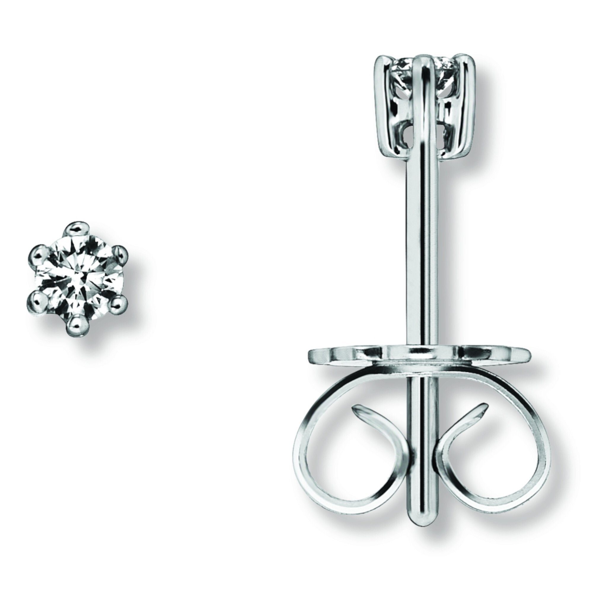 ONE ELEMENT Paar Ohrstecker 0.1 ct Diamant Brillant Ohrringe Ohrstecker aus 585 Weißgold, Sanfte Brillanz – Diamantveredelung für ein wertiges Finish