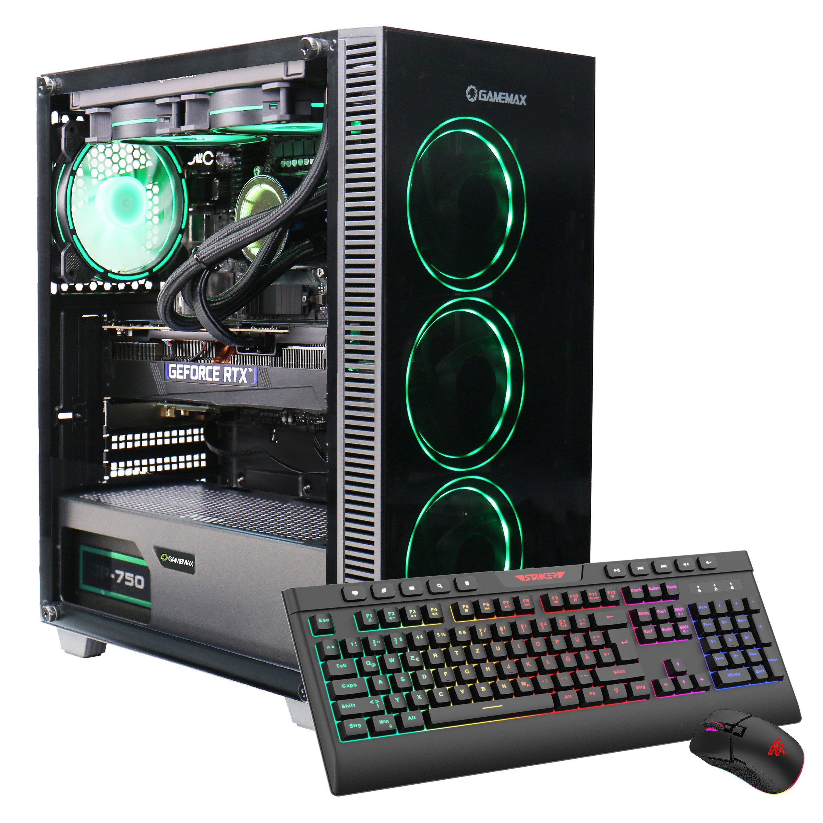 GAMEMAX Draco XD 7450 AMD Ryzen 7 9700X RTX 5070Ti 32GB DDR5 1TB SSD Gaming-PC (AMD Ryzen 7 9700X, RTX 5070 Ti, 32 GB RAM, 1000 GB SSD, Wasserkühlung, DDR5 RAM, Windows 11)