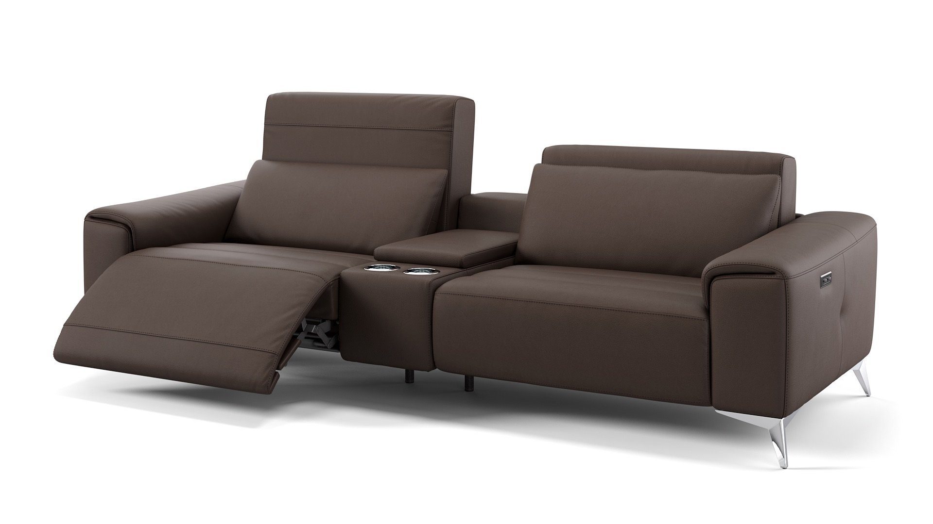 Sofa S: Sofanella x 212 in 100 Braun cm - Sofanella 2-Sitzer Leder BELLA Kinosofa