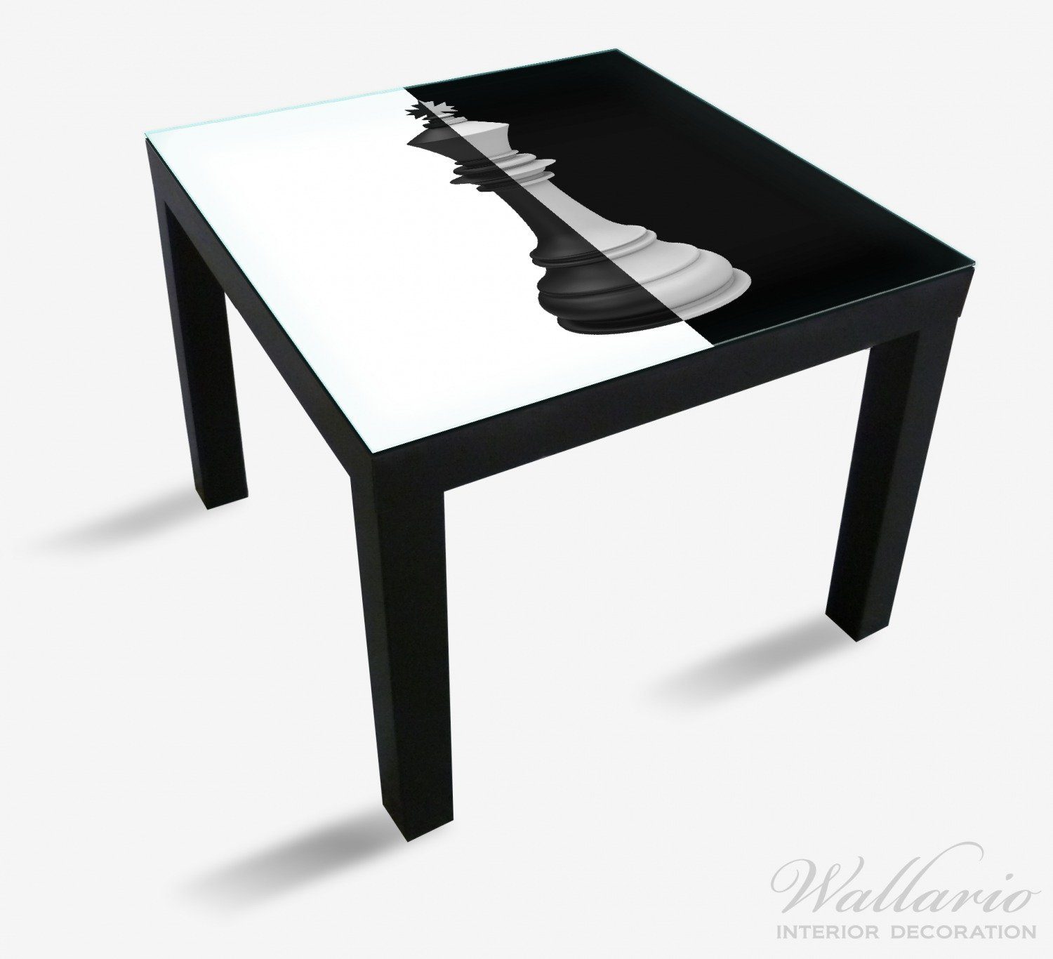 geeignet Wallario St), schwarz-weiß Tisch für Ikea Lack Schachfigur Tischplatte (1