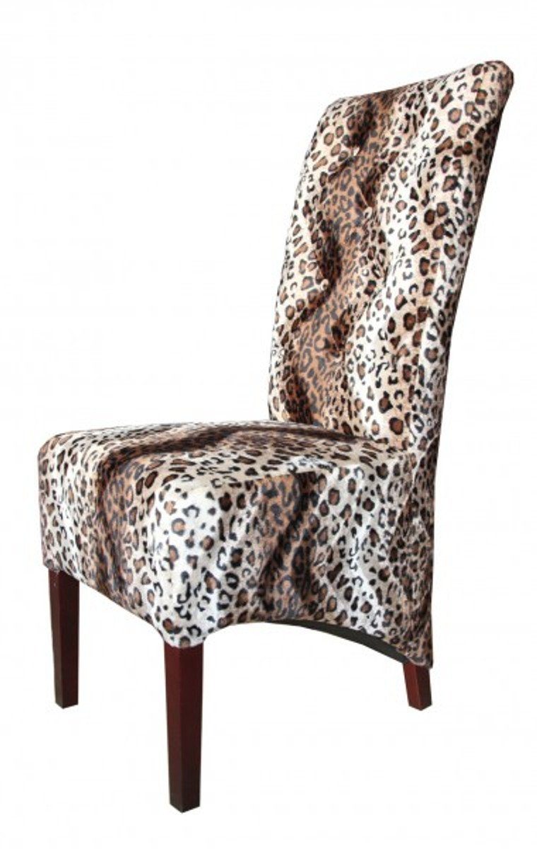 Casa Padrino Esszimmerstuhl Limited Edition Designer Chesterfield Esszimmer Stuhl Leopard - Club Möbel