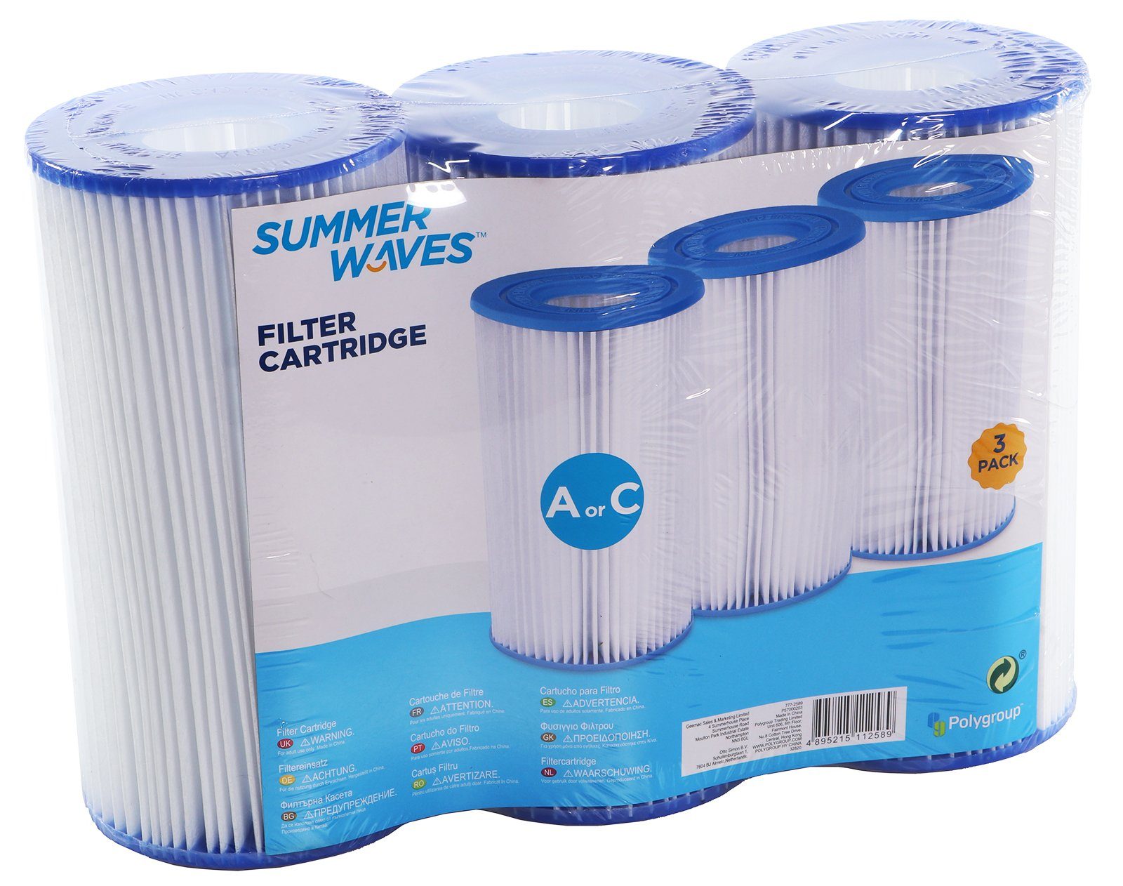 SummerWaves Pool-Filterkartusche Summer Waves Filterpatrone 3er Pack Typ A/C