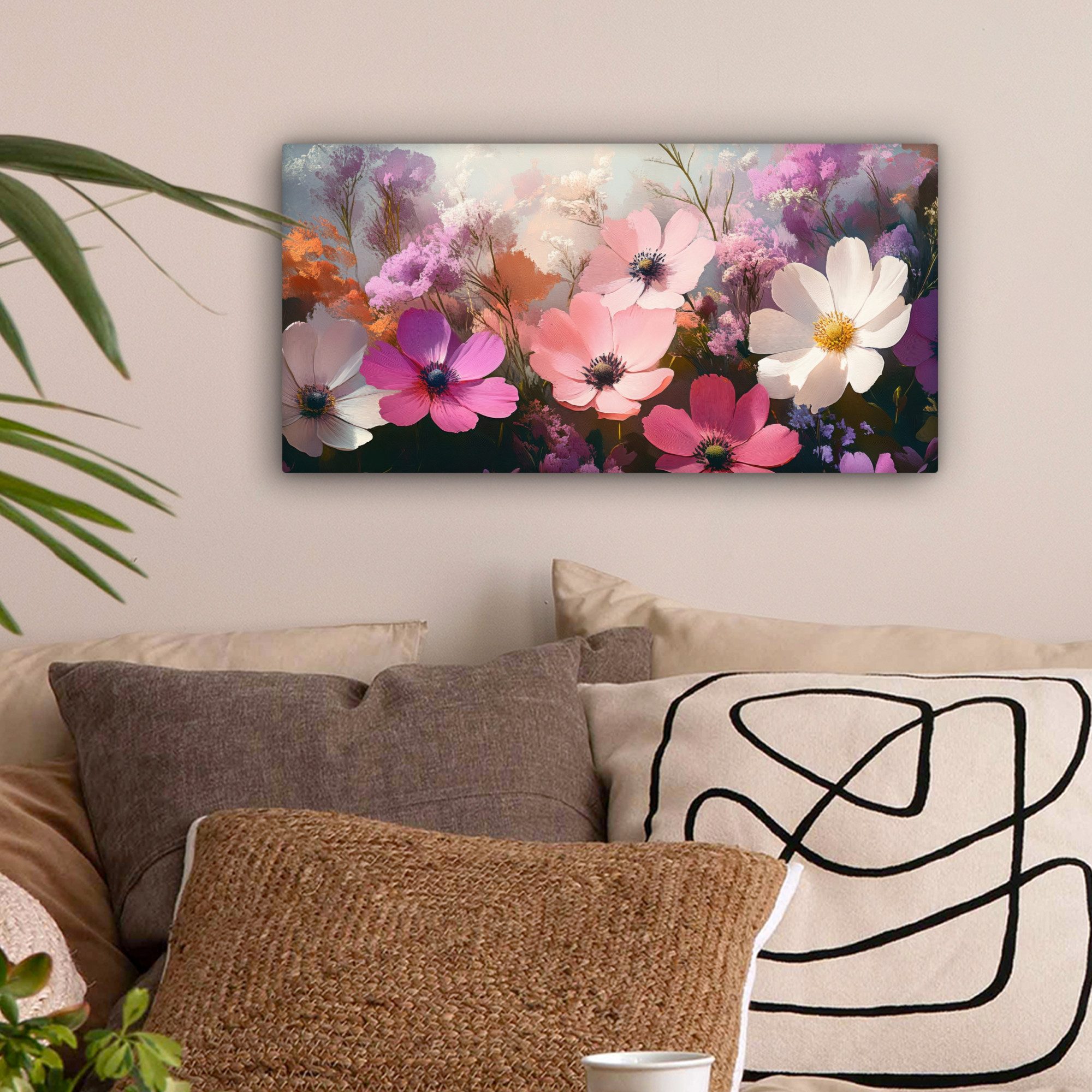 OneMillionCanvasses® Leinwandbild Panorama Blumen - Bunt - Blühend, Fotodru günstig online kaufen