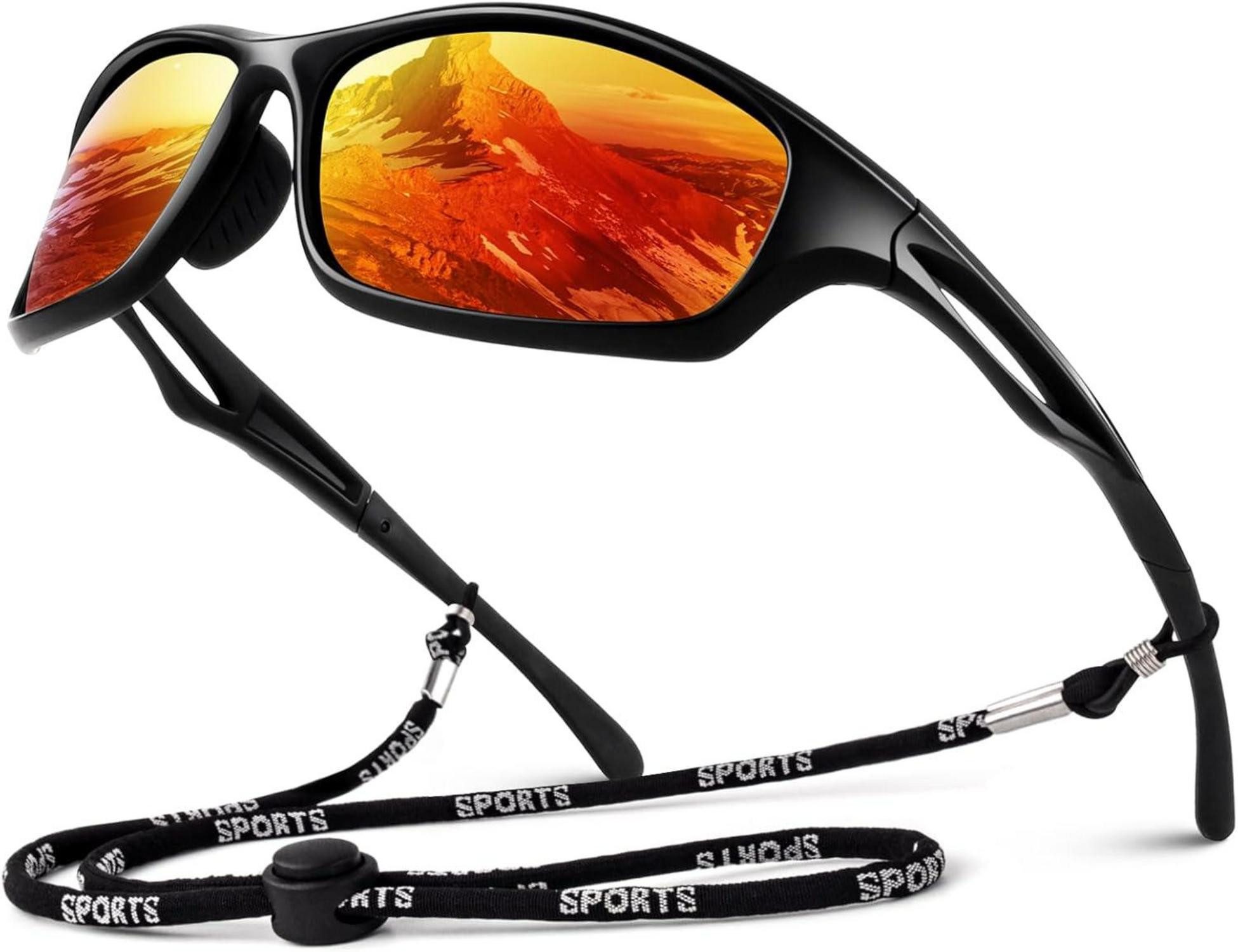 Sonnenbrille Polarisierte Sportbrille Herren TR90 UV400 verspiegelte Sonnenbrille