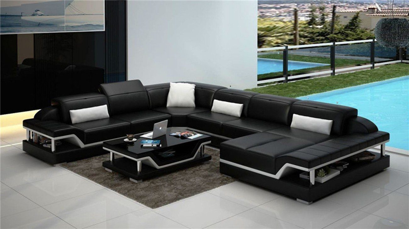 JVmoebel Ecksofa, Design Modern Sofa Couch Ecksofa Polster Garnitur Schwarz