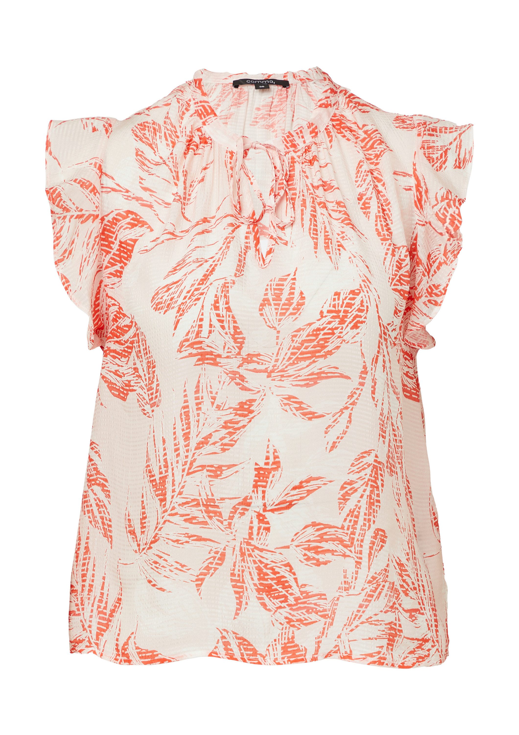 comma Blusentop Bluse Strukturierte Bluse mit Volantärmeln