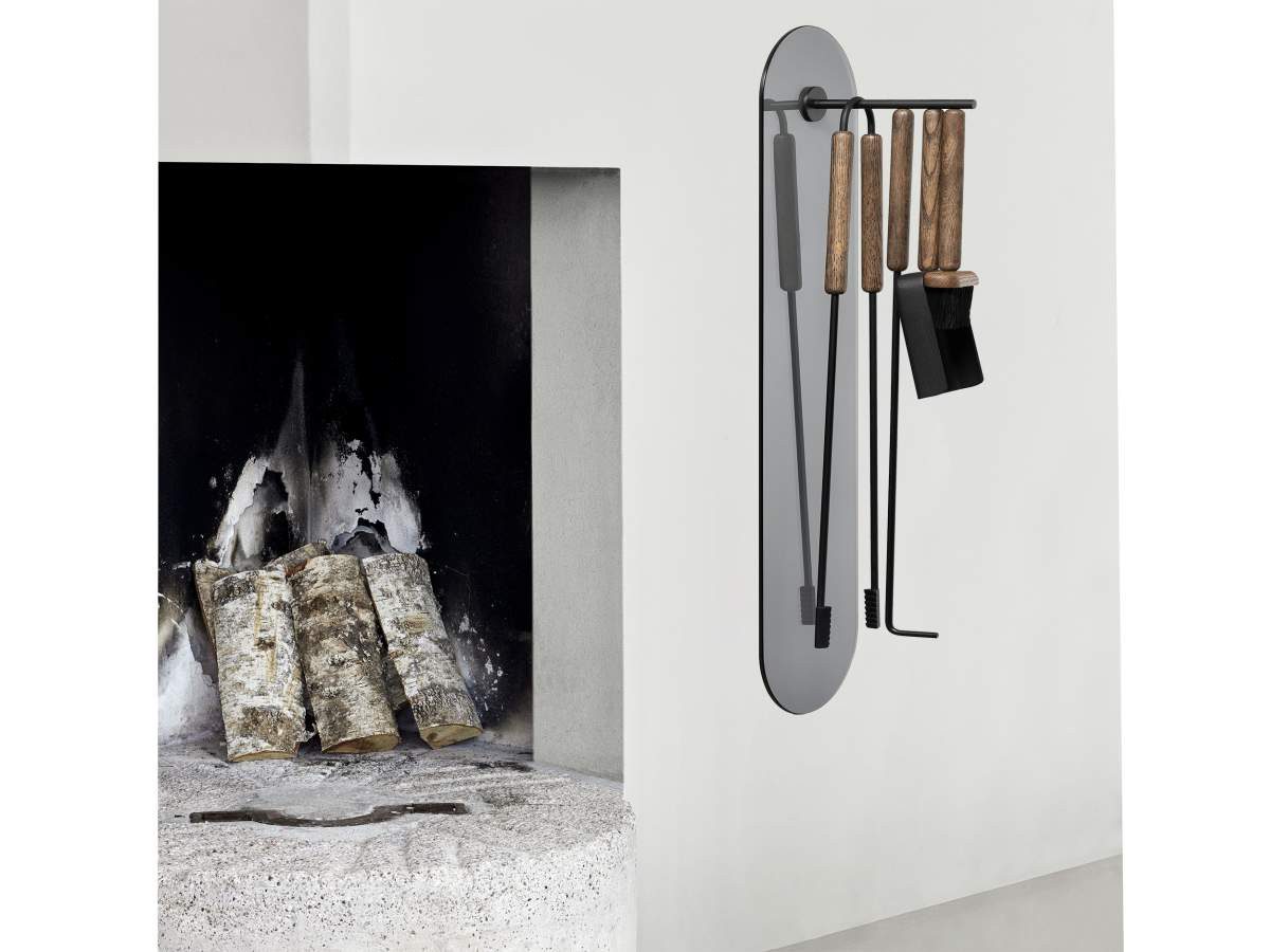 blomus Kamingarnitur Ashi, (Kaminbesteck-Set), Kaminbesteck wandhängend, Kaminset mit Magnethalterung