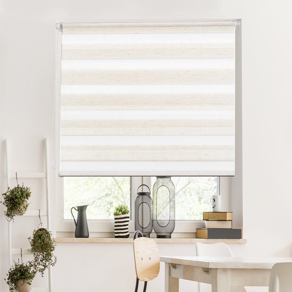 Doppelrollo ohne Bohren, freihängend für Fenster, ihome, Lichtschutz