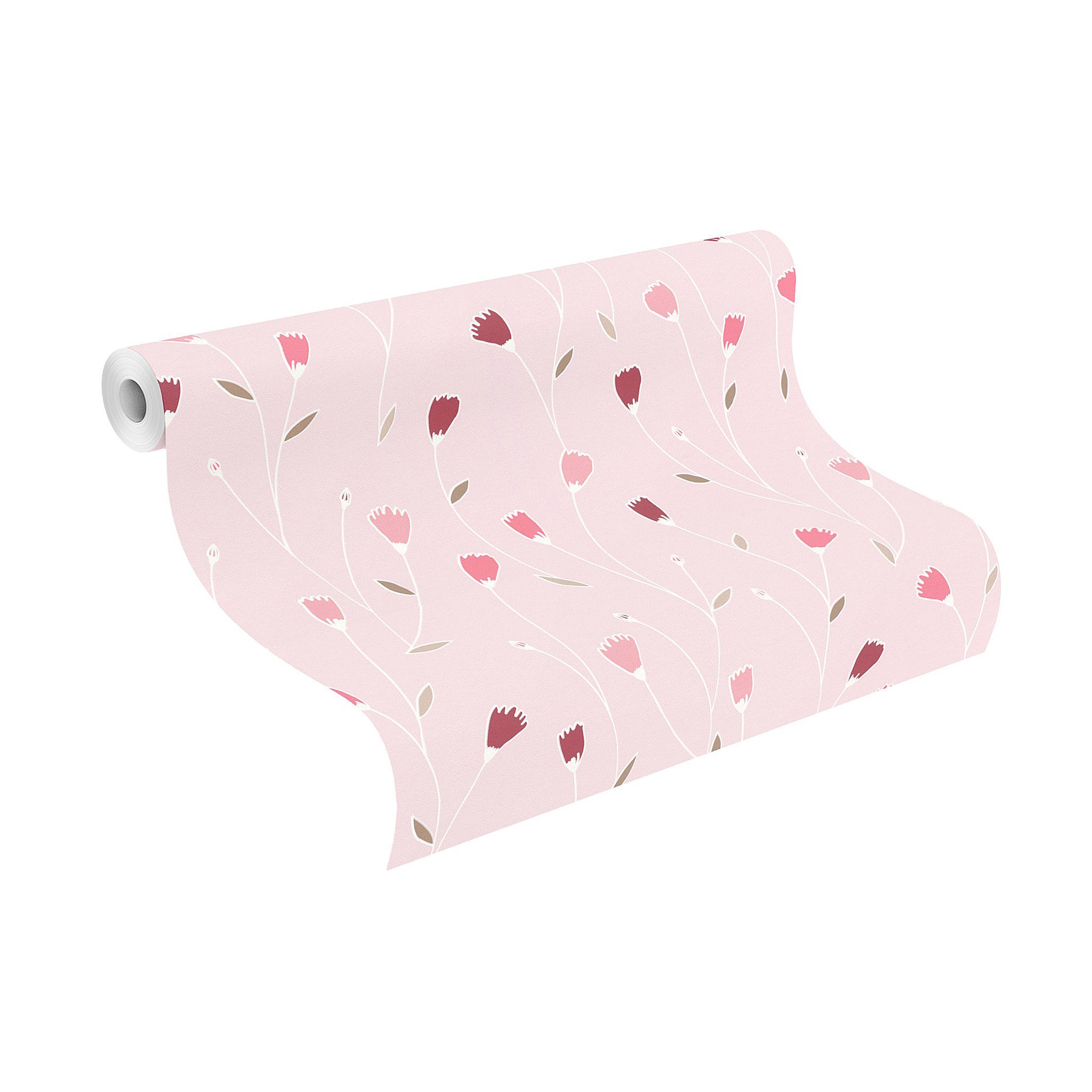 Rasch Papiertapete Blumen in Rosa und Lila, strukturiert, Blumen, (1 St), Floral