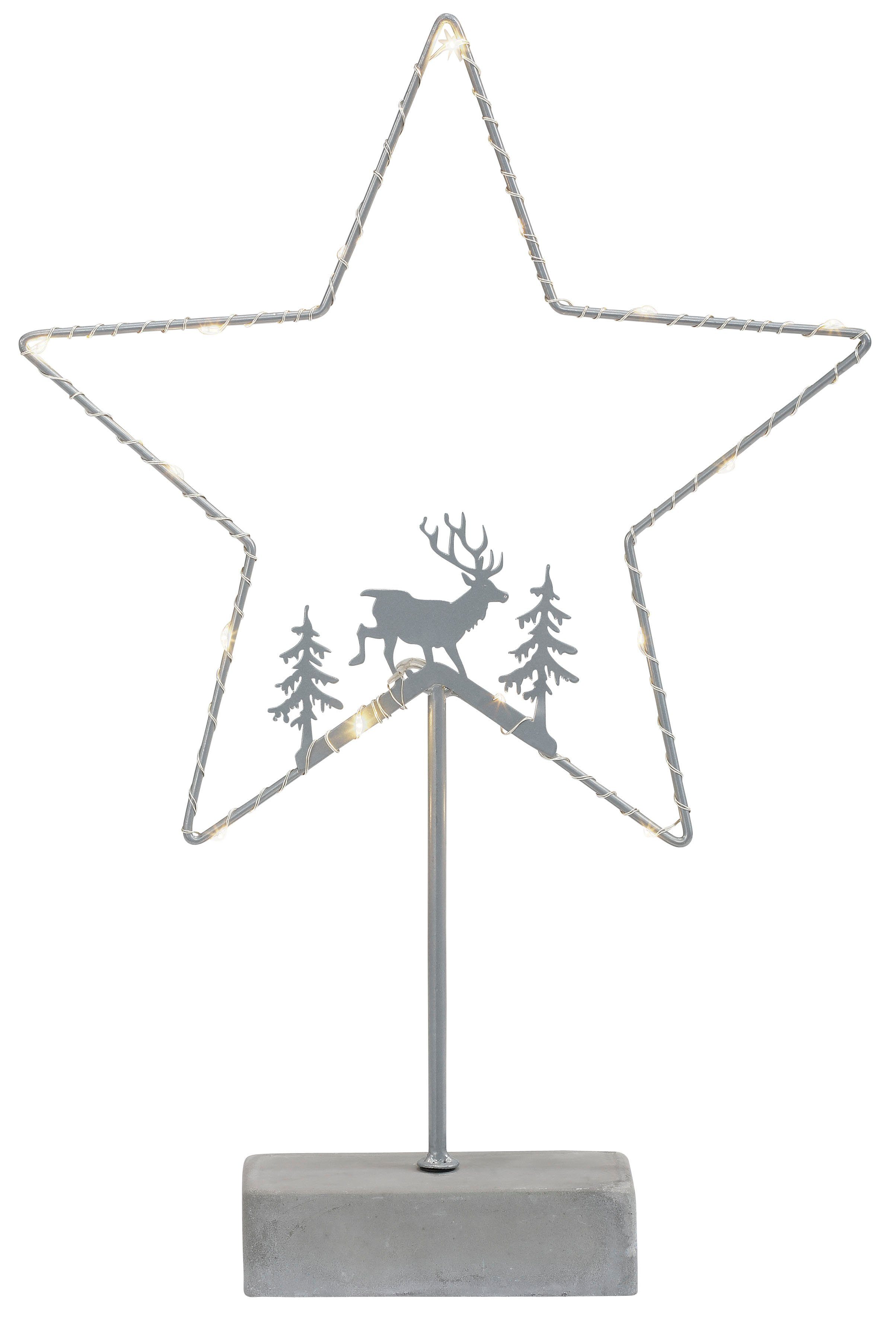my home Dekostern Timon mit Beleuchtung, 1 St., Weihnachtsstern, Gestell mit 15 warmen LED's, Höhe ca. 39,5 cm