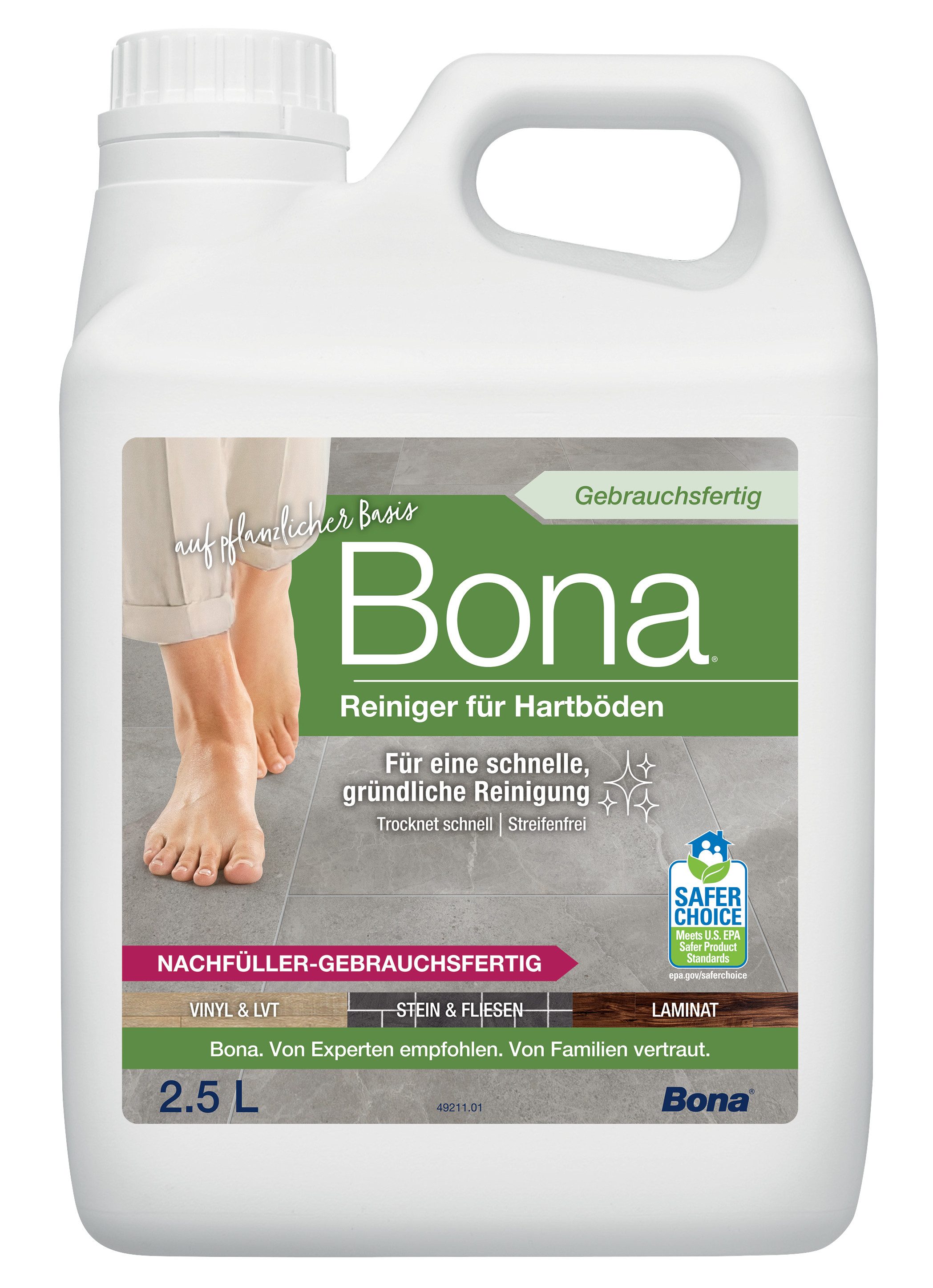 Bona Stein-, Fliesen- und Laminatreiniger Nachfüllkanister Fussbodenreiniger (1-St. für alle Hartböden geeignet)
