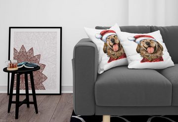 Kissenbezüge Modern Accent Doppelseitiger Digitaldruck, Abakuhaus (2 Stück), Labrador Lustige Terrier Lächeln Weihnachten