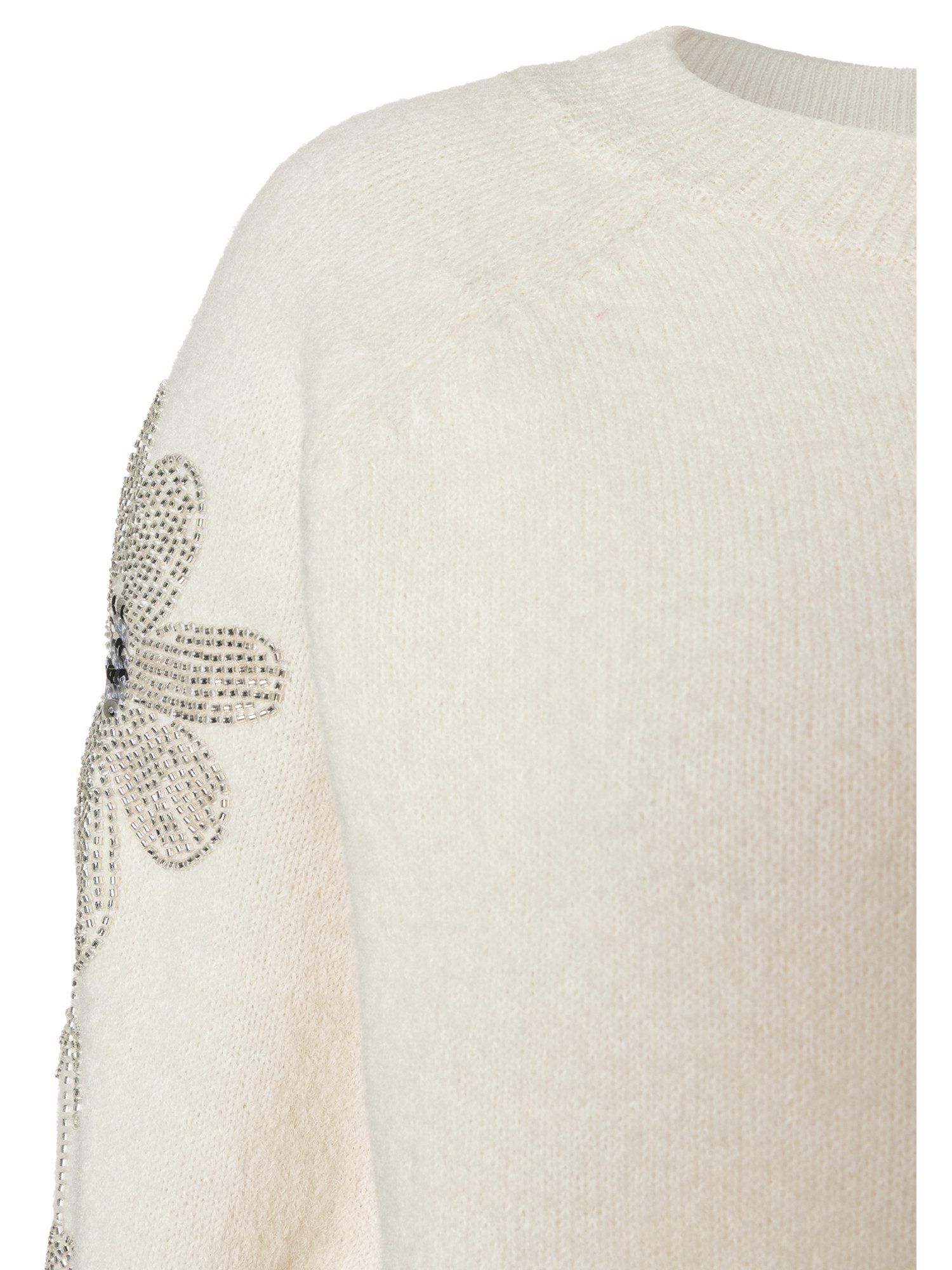 MORE&MORE Rundhalspullover eleganter Strickpullover Pailletten-Applikation