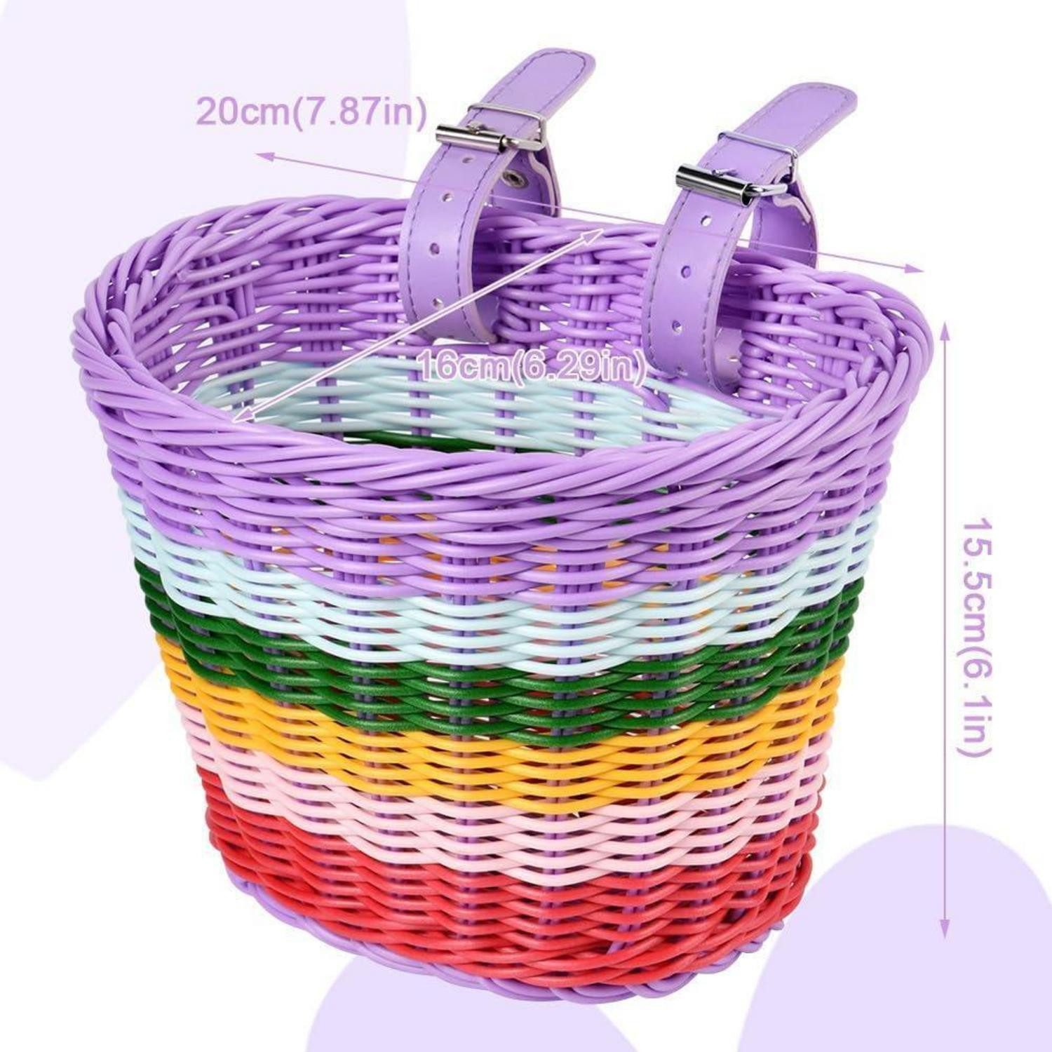 LuxusKollektion Fahrradkorb Fahrradkorb Kinder Mädchen Vorne Rattan Abnehmbar #7 Mehrfarbig
