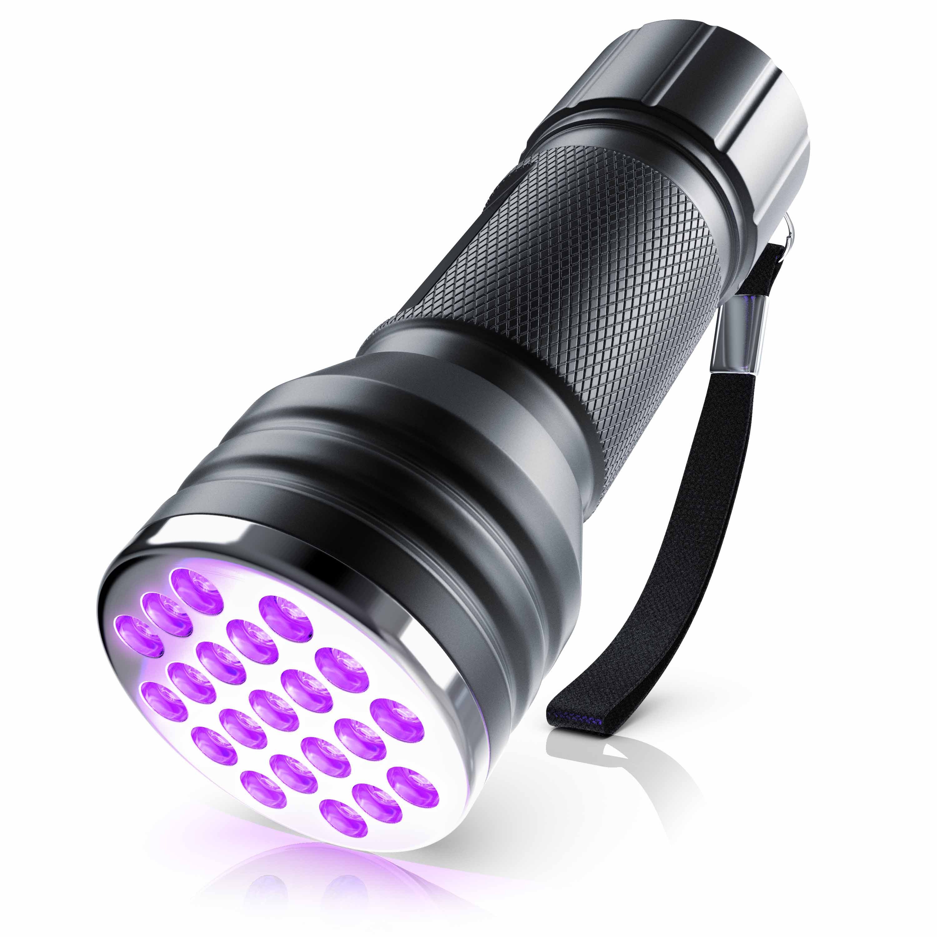 Brandson LED Taschenlampe UV Schwarzlicht Hand Lampe, Heimtierurindetektor, Bernsteindetektor, 21x Ultraviolett LEDs, Wellenlänge 395-400 nm, Schutzklasse: IP54 von Brandson