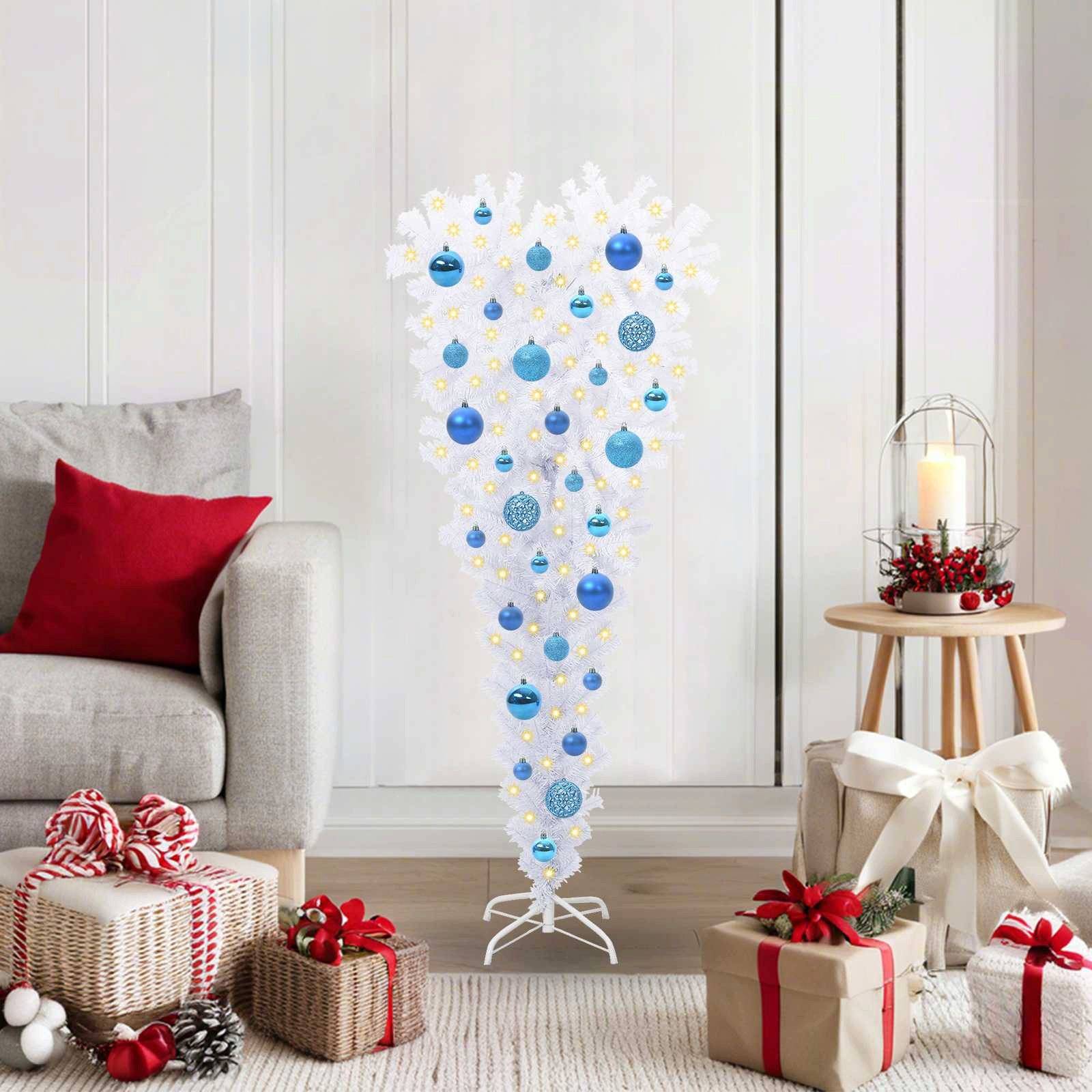 vidaXL Künstlicher Weihnachtsbaum Künstlicher Weihnachtsbaum Weiß 120 cm PVC und Stahl