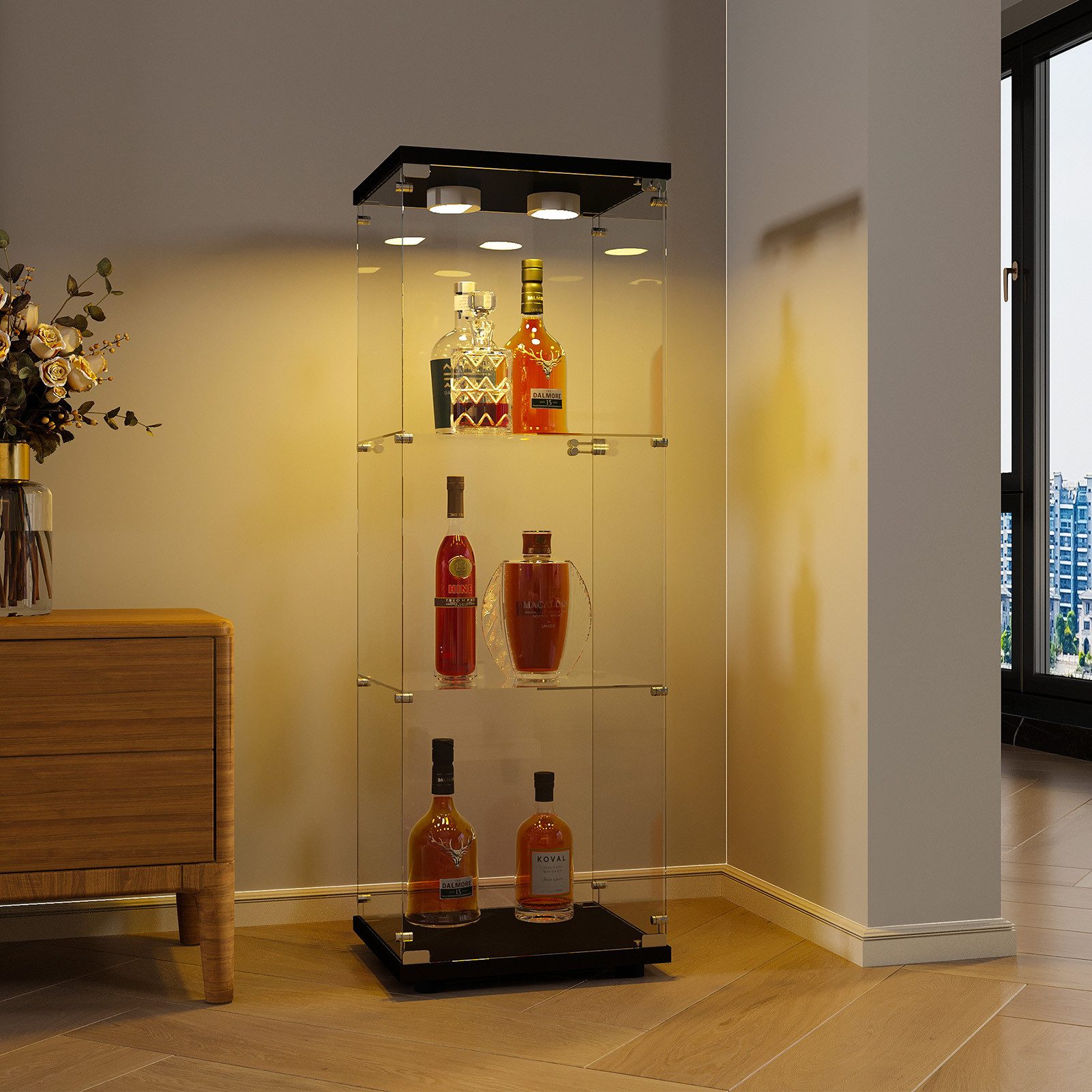 FUROKOY Glasvitrine Standvitrine, Modern Glas Vitrinenschrank günstig online kaufen
