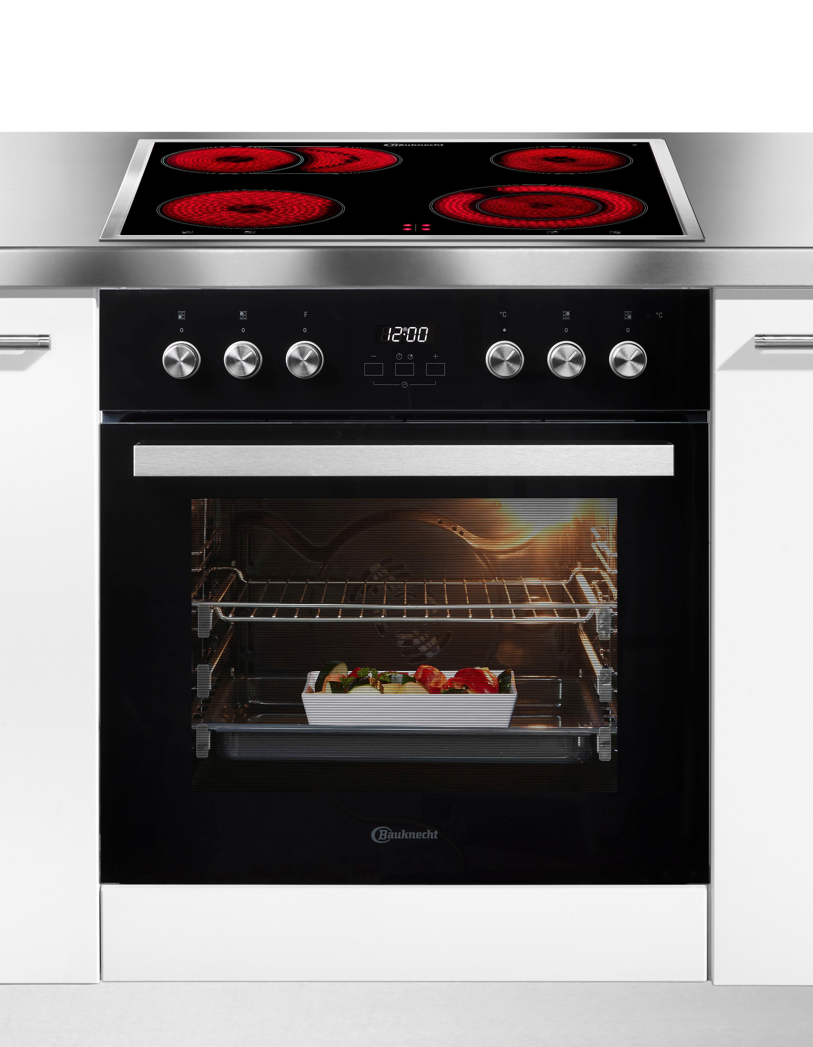 BAUKNECHT Elektro-Herd-Set HEKO Hydro 8830S, mit 3-fach-Teleskopauszug, Hydrolyse, SoftClose – schließt die Tür lautlos und komfortabel