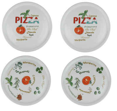Retsch Arzberg Pizzateller Ø 30cm mit Dekor Porzellan Set, (4 St), pro Set 2 verschiedene Motive, spülmaschiengeeignet