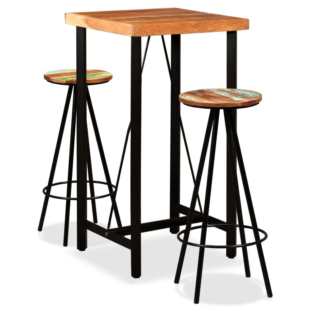 vidaXL Essgruppe 3-tlg. Bar-Set Massivholz und Altholz, (2-tlg)