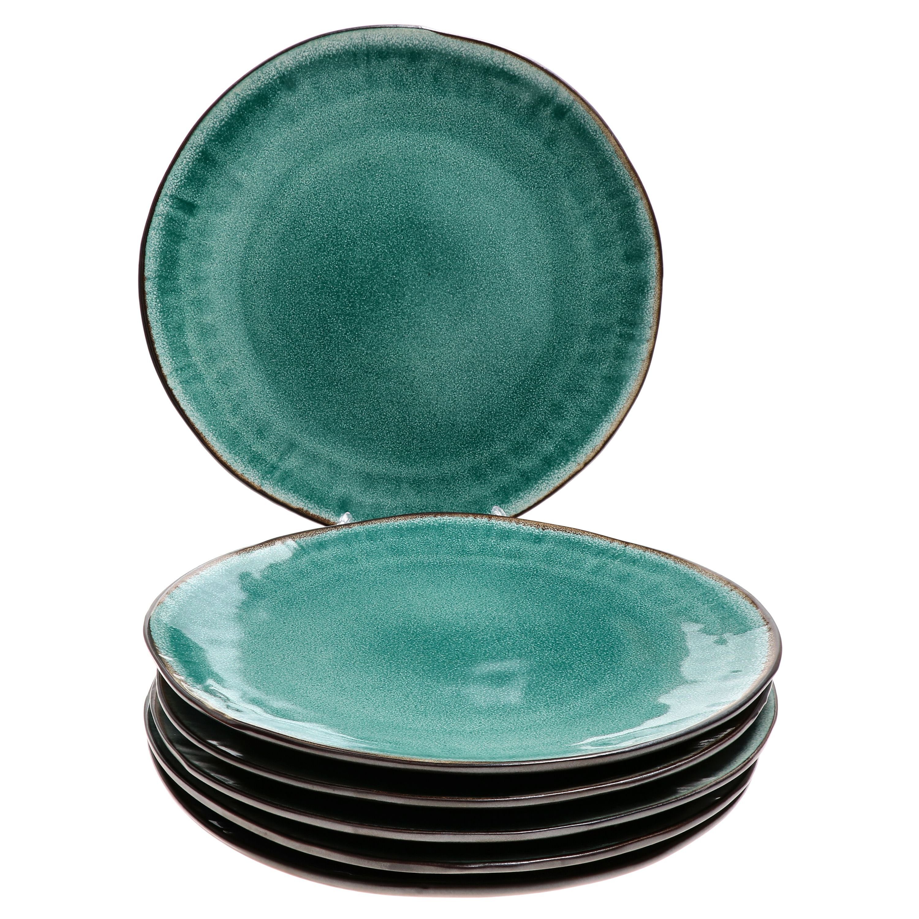 Leros Bluegreen Speiseteller MamboCat Speiseteller - Glaze Reactive 6er - Set Green