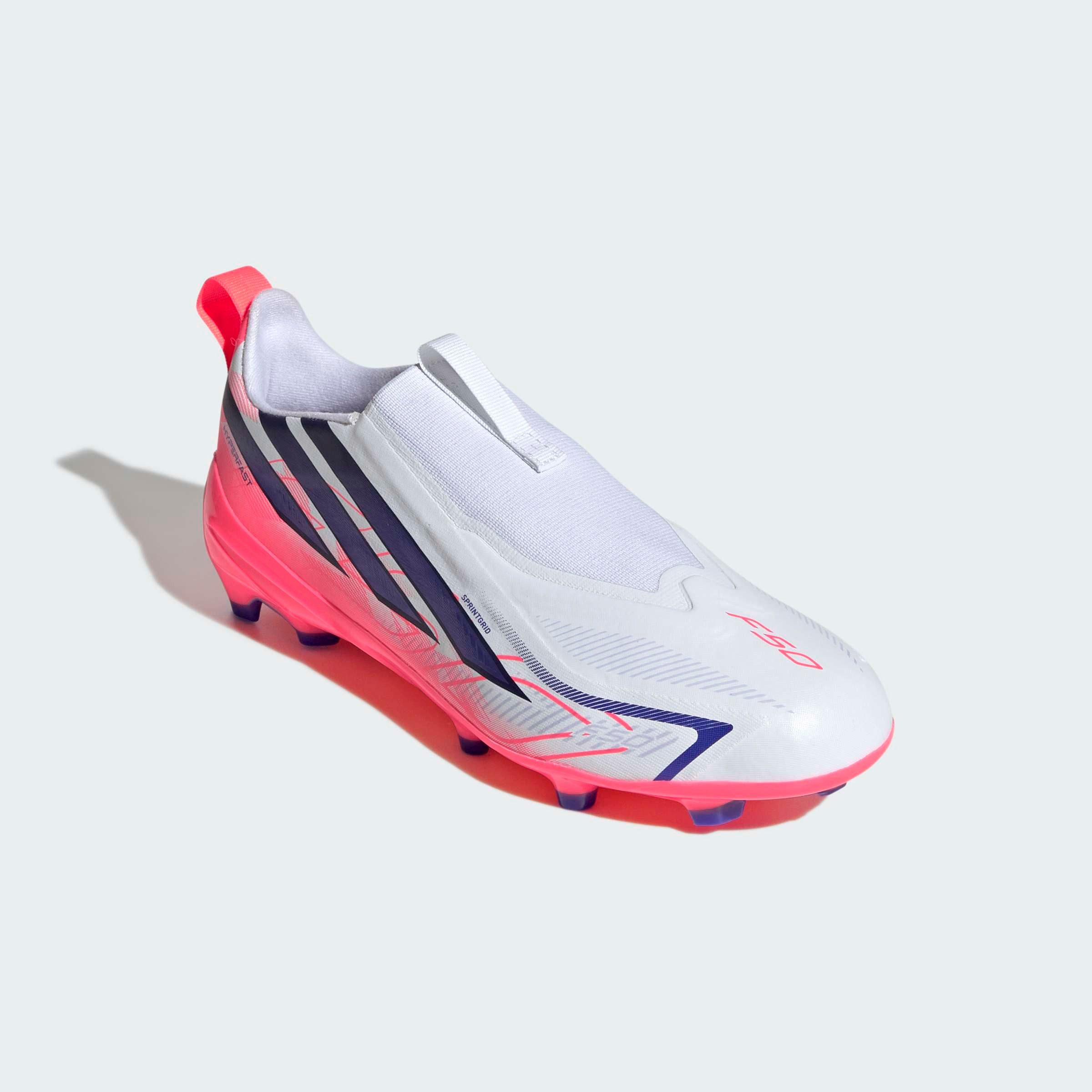 adidas Performance F50 HYPERFAST LEAGUE KIDS, FESTE BÖDEN, OHNE SCHNÜRSENKEL Fußballschuh Außensohle für Rasen und feste Böden, für Jugendliche & Kinder