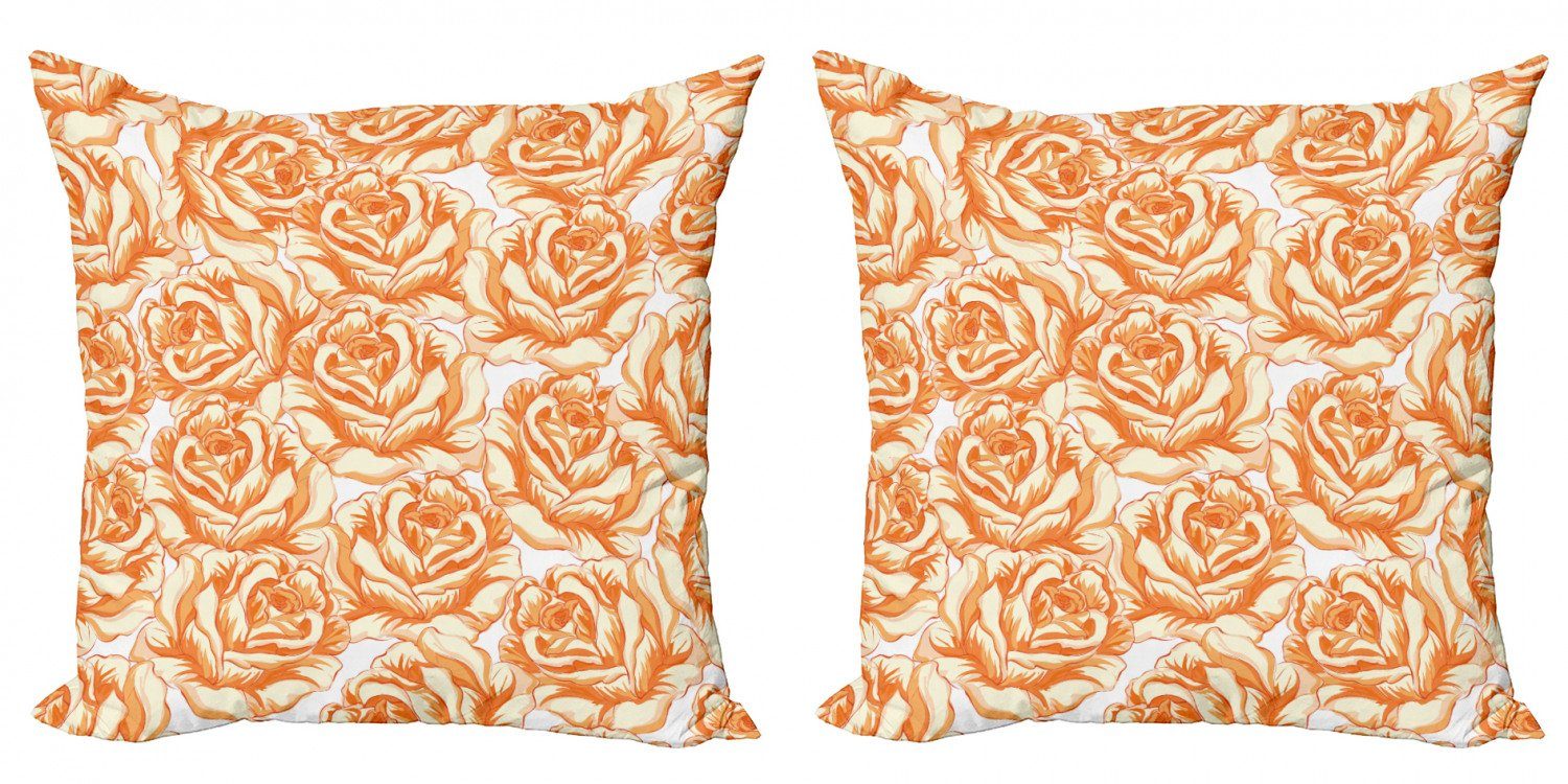 Kissenbezüge Modern Accent Doppelseitiger Digitaldruck, Abakuhaus (2 Stück), Burnt orange Romantische Liebe Blumen