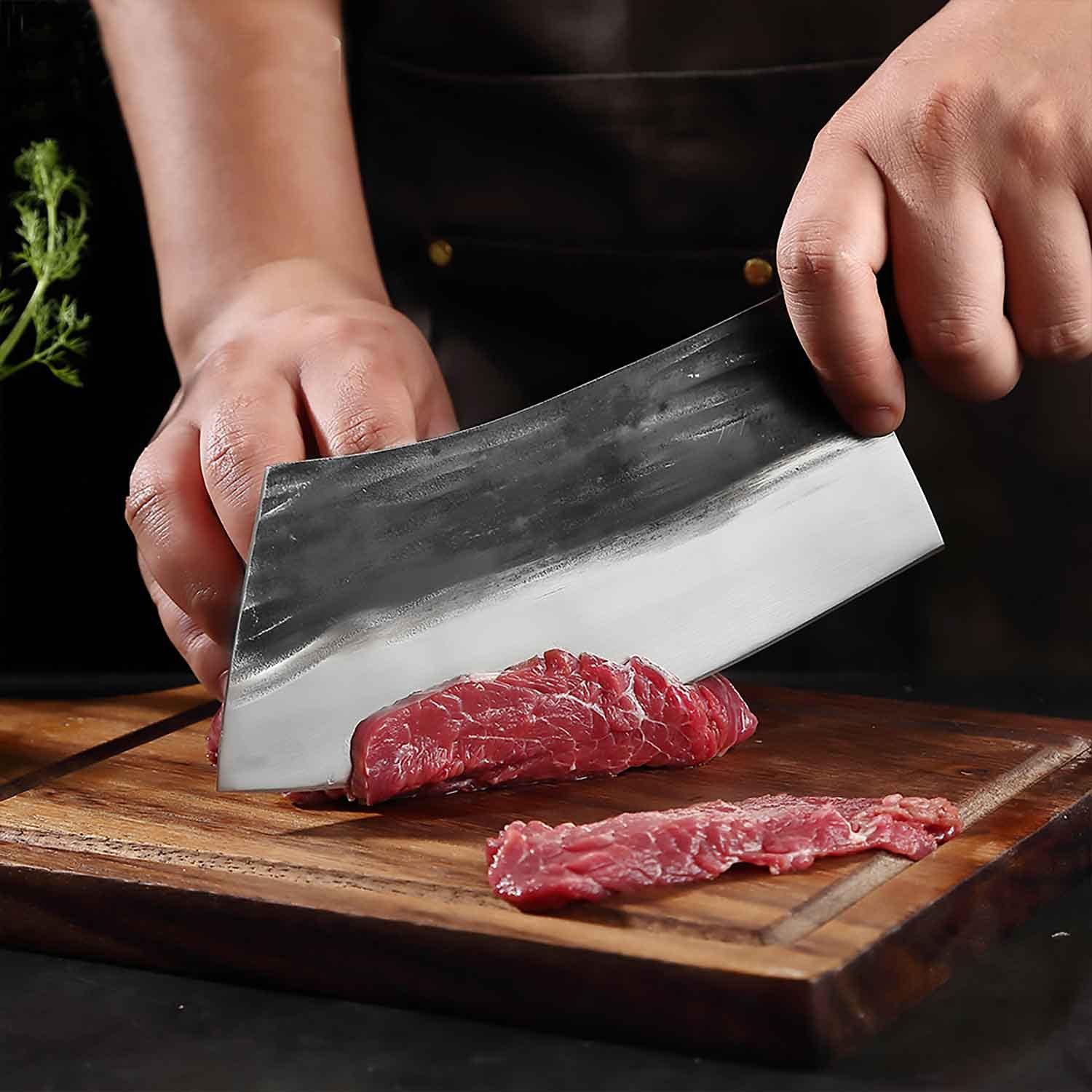Muxel Hackmesser Hackmesser und Metzgermesser Dem serbischen Full Tang Hackmesser nache, schwer mit Lederscheide