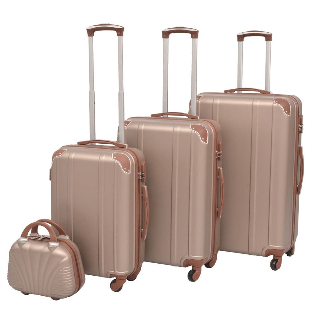 vidaXL Trolleyset Vierteiliges Hartschalen-Trolley-Set Champagner, (1 tlg)
