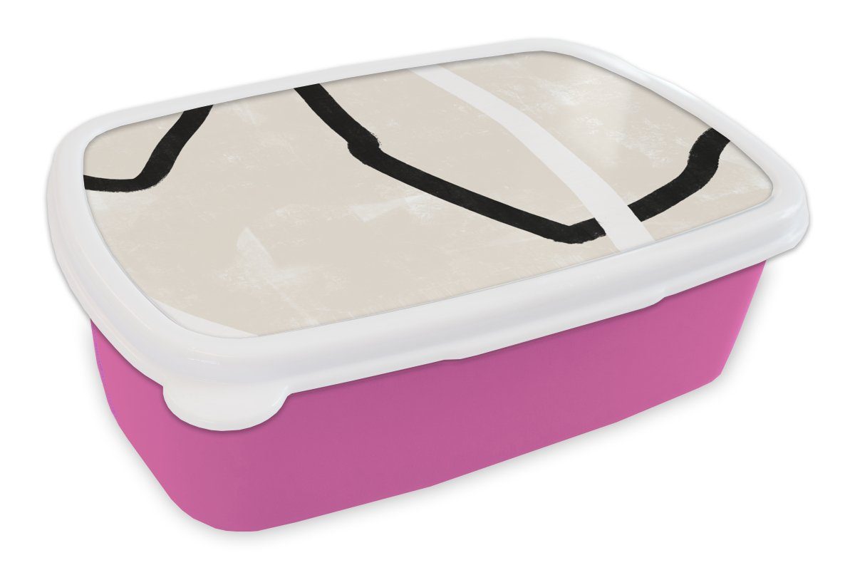 Lunchbox Kunststoff - MuchoWow Design, für Snackbox, Erwachsene, Minimalismus Brotdose Rosa (2-tlg), Kinder, Brotbox - Mädchen, Kunststoff,