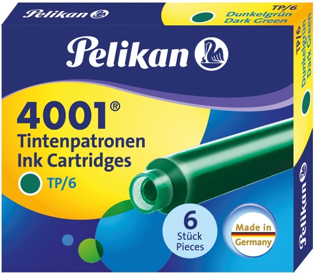 Pelikan Füllhalter Tintenpatrone 4001 TP/6 dunkelgrün Etui mit 6 Патрони
