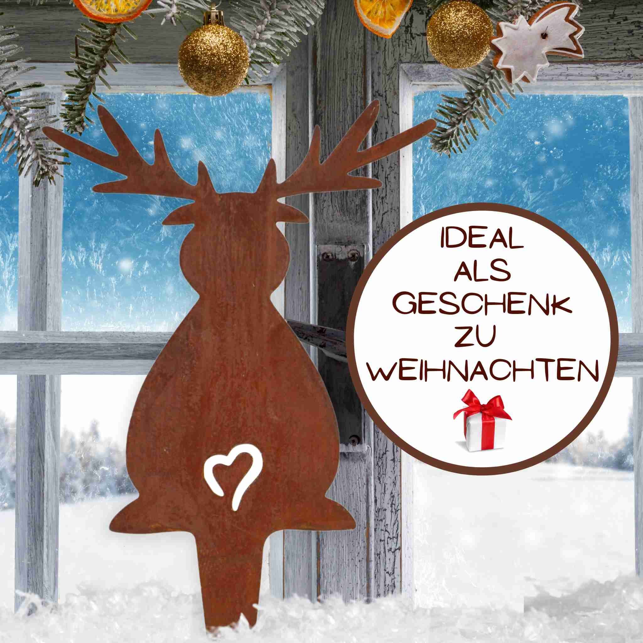 Rostikal Weihnachtsfigur Weihnachtsdeko Elch Deko Gartendeko Rost, handmade – Bild 4 von 5