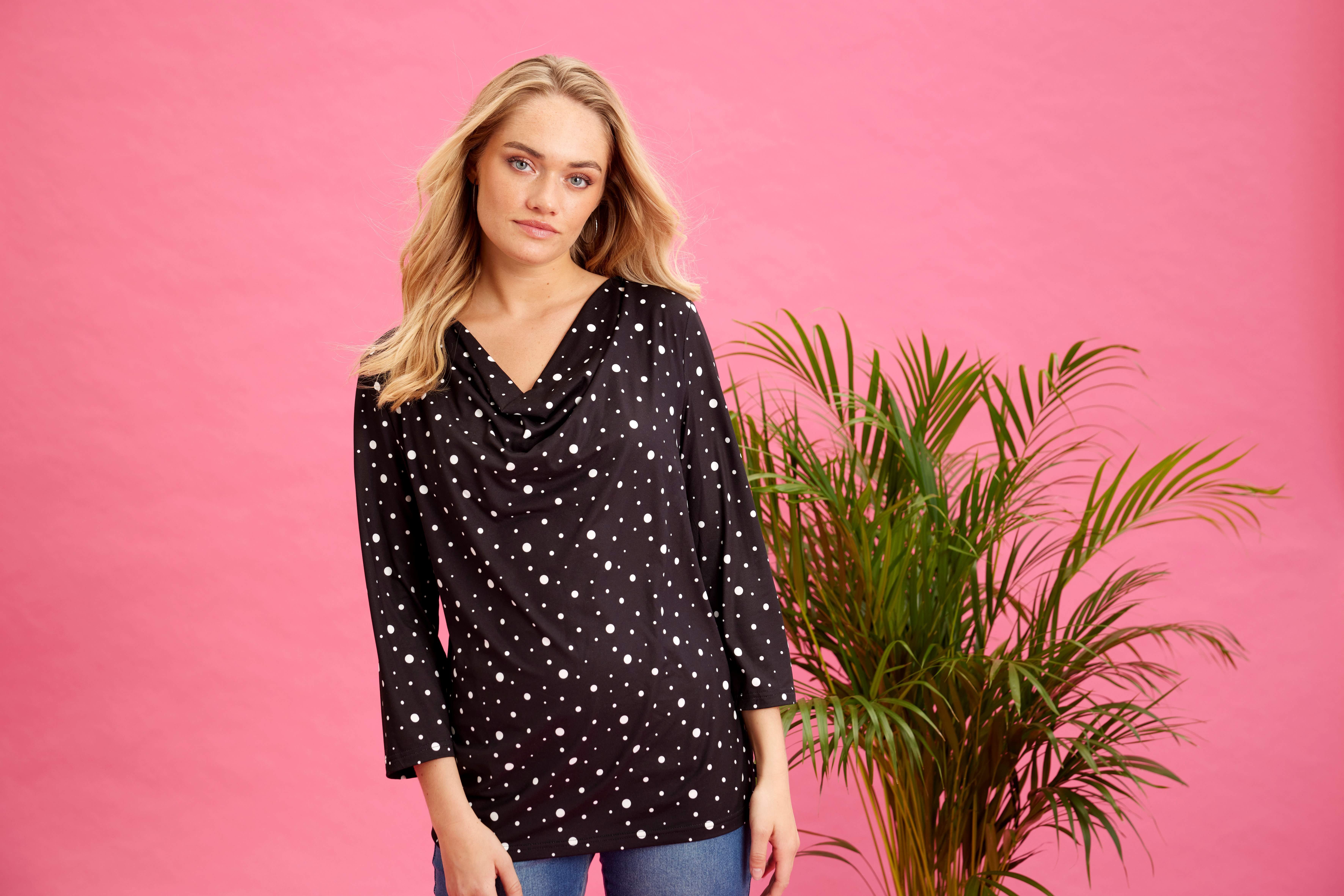 ZE-ZE Nordic 3/4-Arm-Shirt Shirt Evelyn schwarz weiß gepunktet Punkte