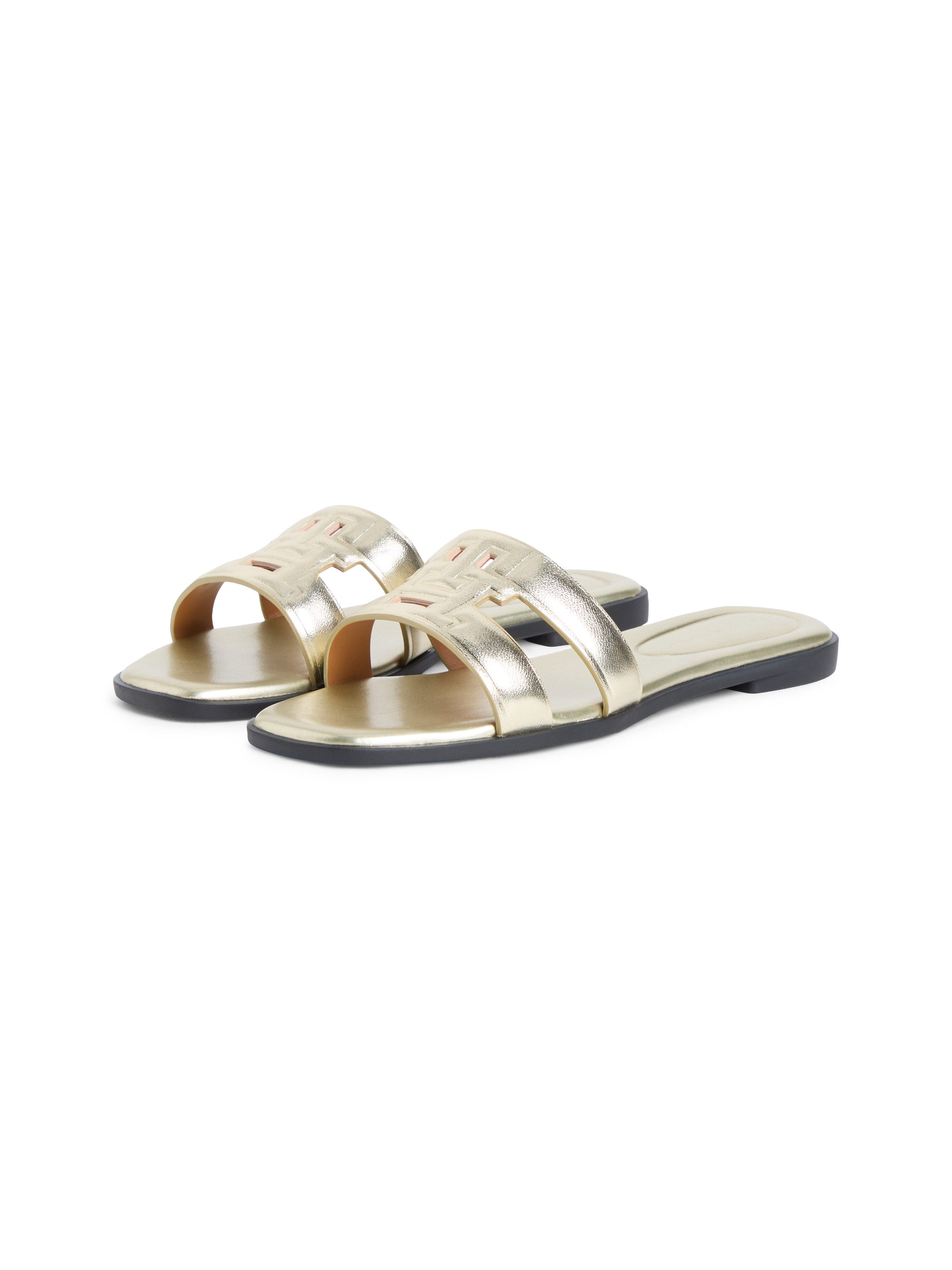 Tommy Hilfiger TH LOGO STRAP MULE GOLD Pantolette Sommerschuh, Schlüpfschuh günstig online kaufen