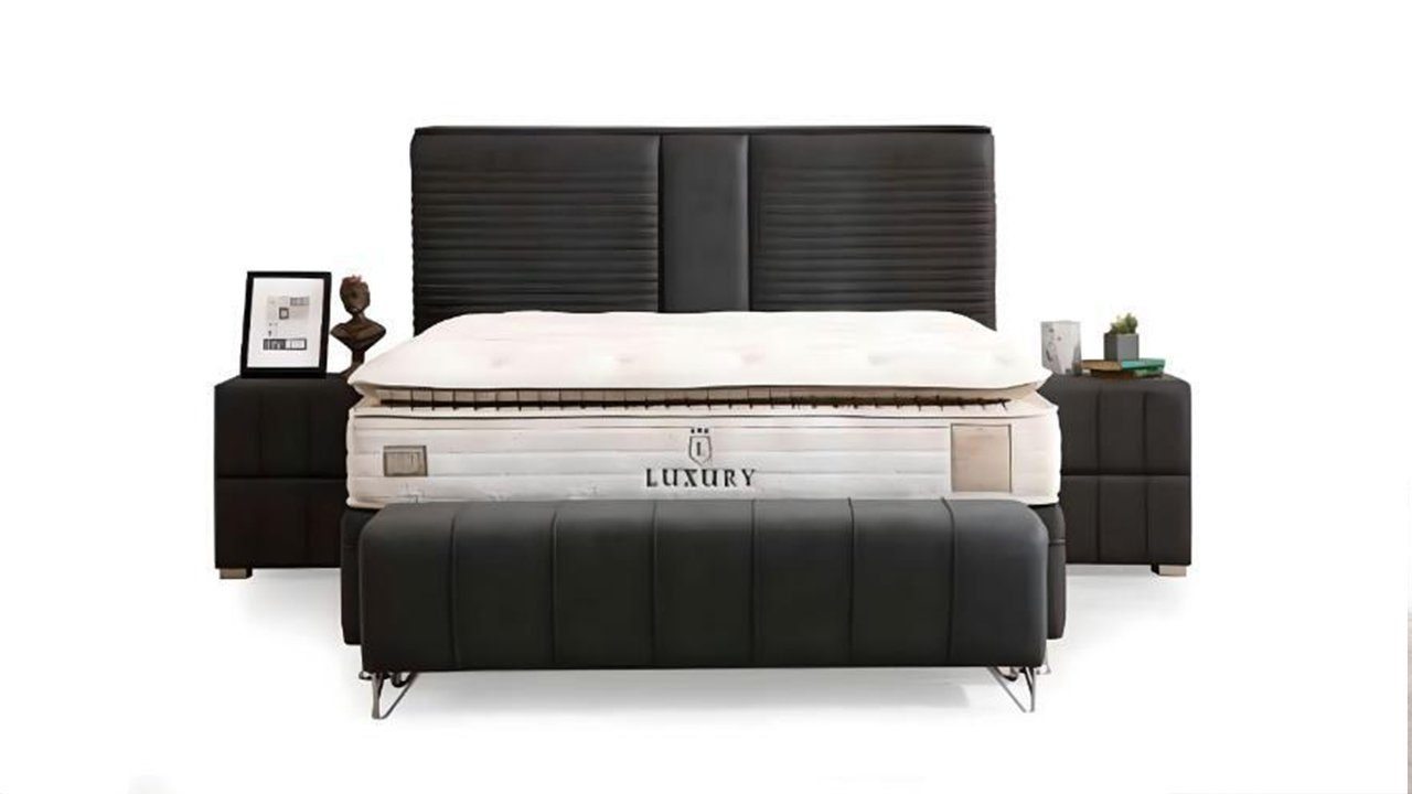 2x Luxus Set Europe Hocker Modern Design JVmoebel Schlafzimmer In 4tlg, Nachttische Made Schlafzimmer-Set Bett
