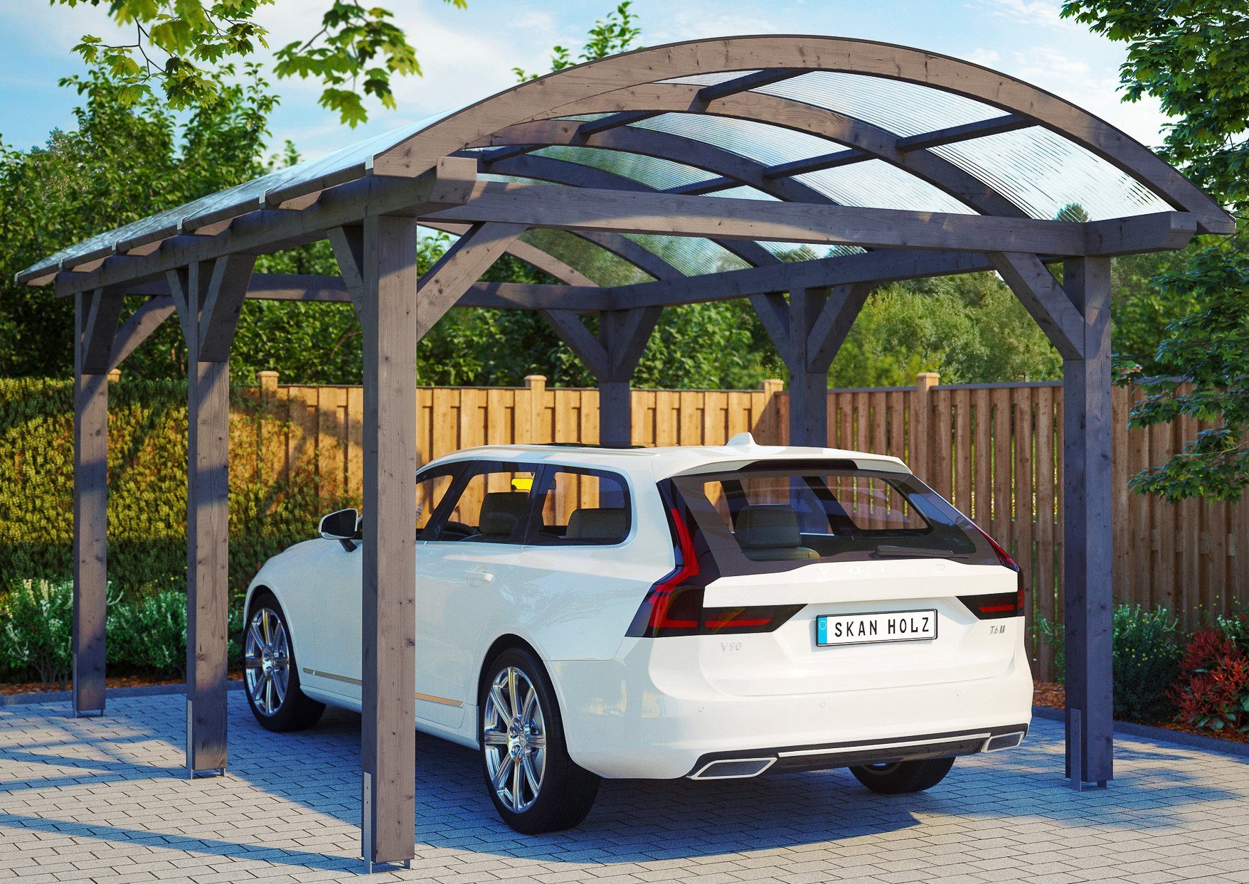 Skanholz Einzelcarport Franken, BxT: 376x541 cm, 220 cm Einfahrtshöhe